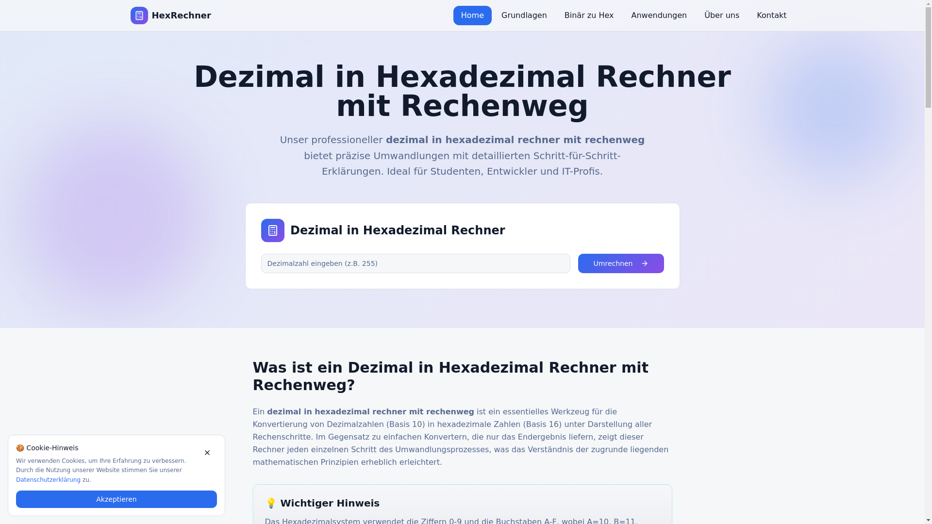 website screenshot of https://dezimalinhexadezimalrechnermitrechenweg.pages.dev/