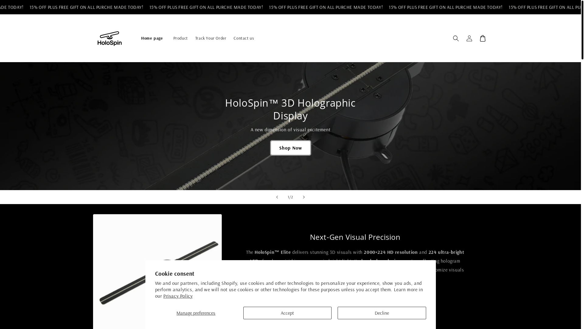 website screenshot of https://holospin3dfan.com/