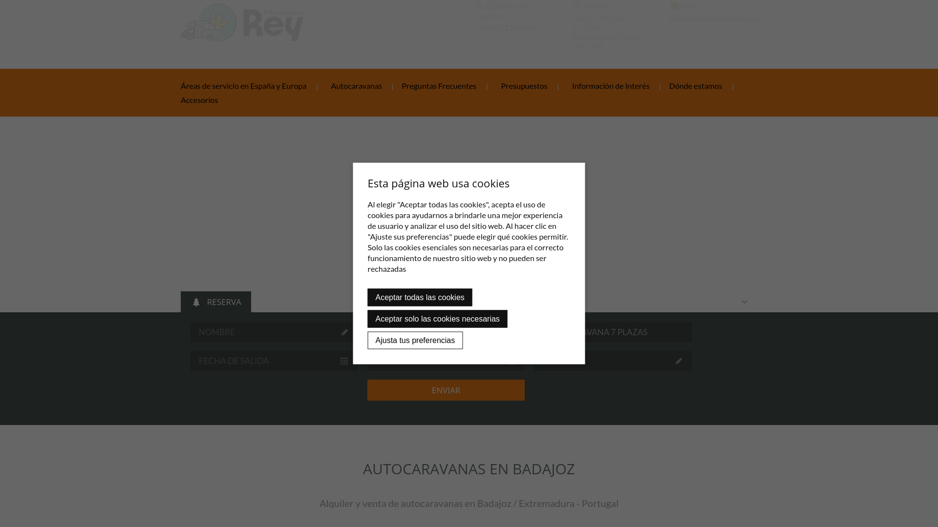 website screenshot of https://autocaravanasrey.es/