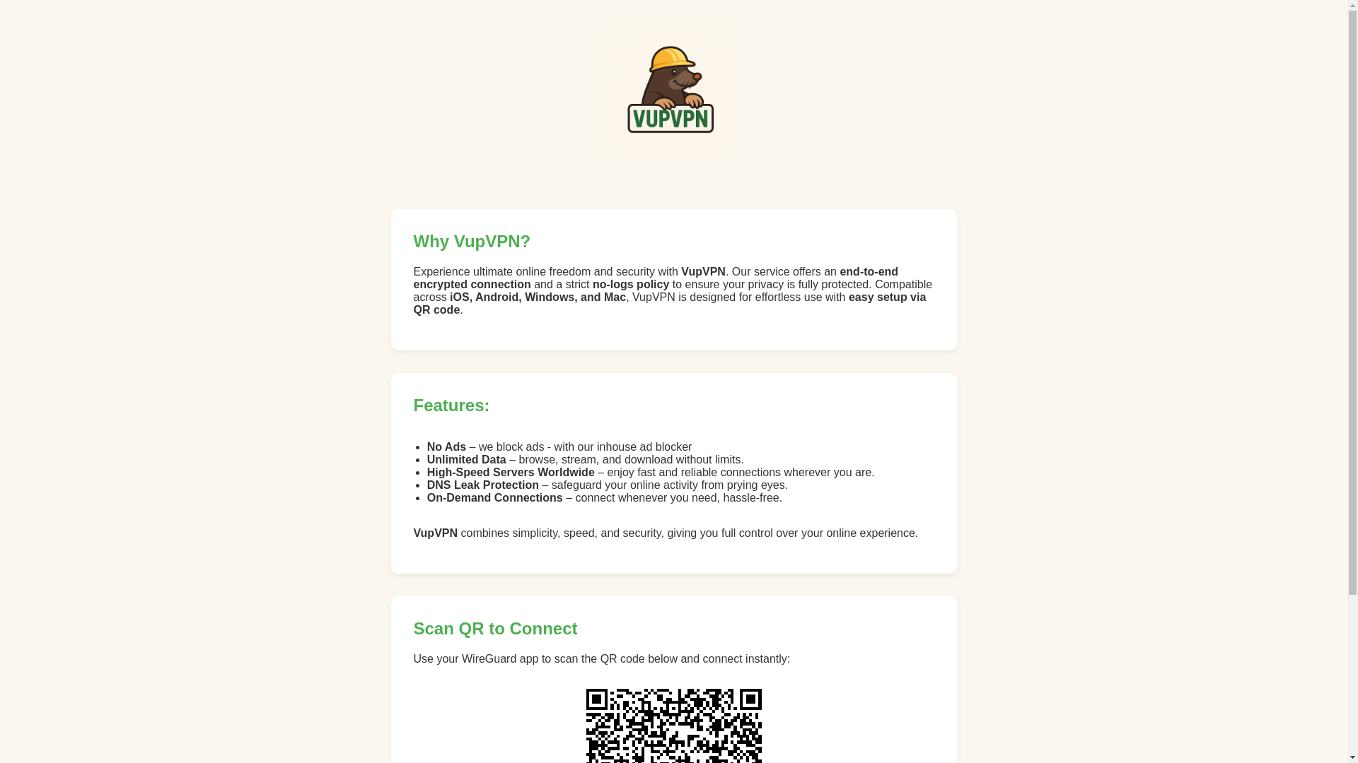 website screenshot of https://vupvpn.com/