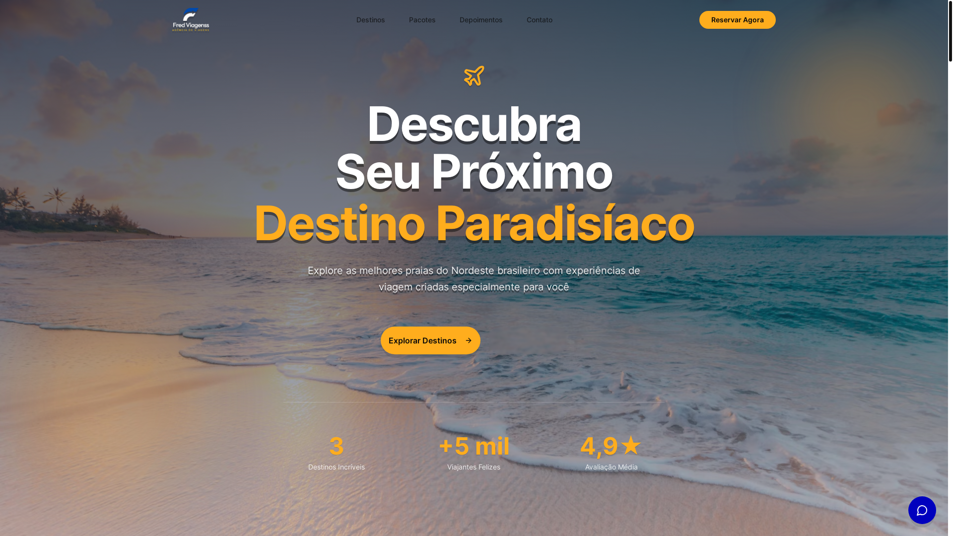 website screenshot of https://fredviagens.com.br/