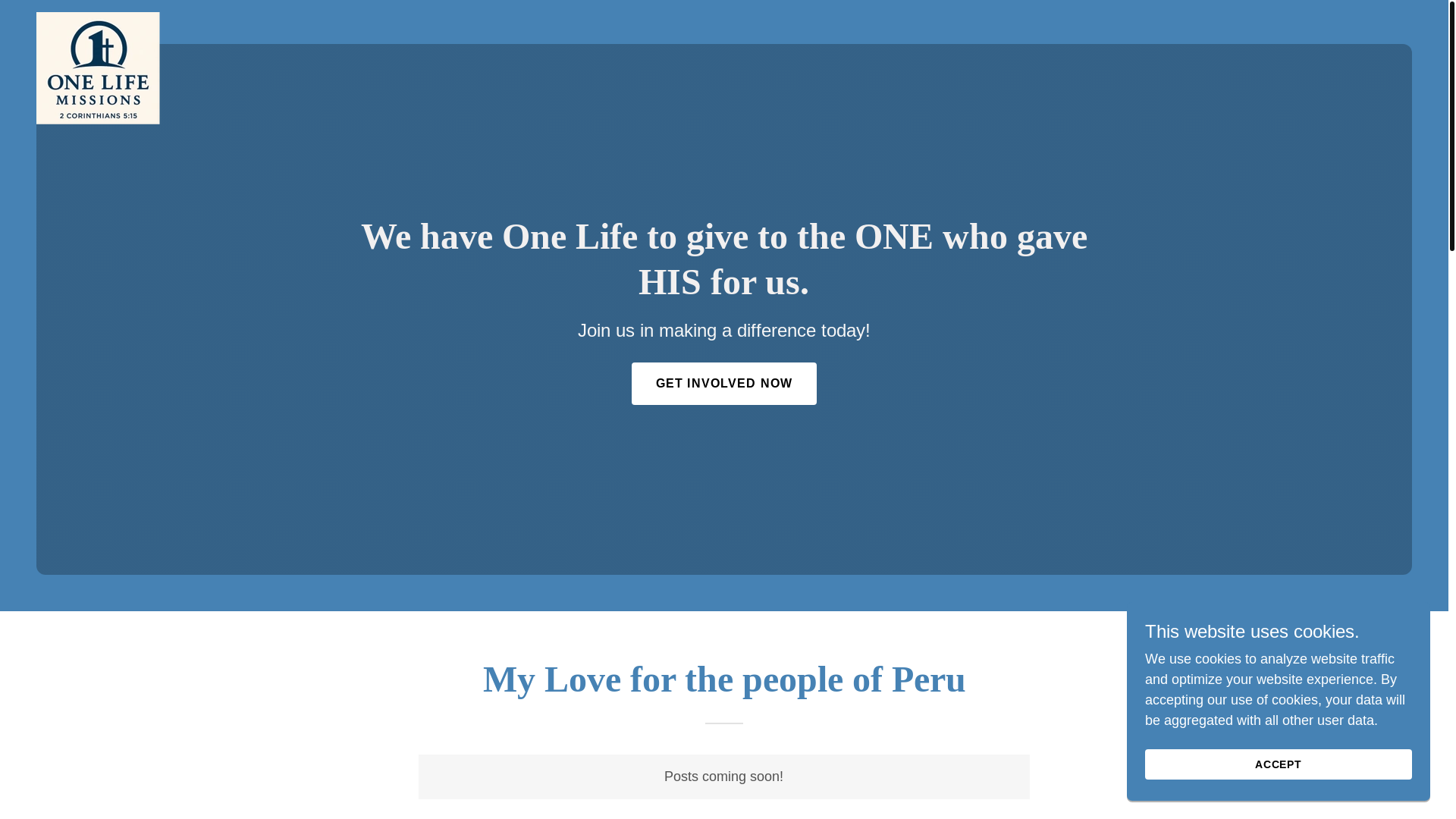 website screenshot of https://onelifemissions.org/