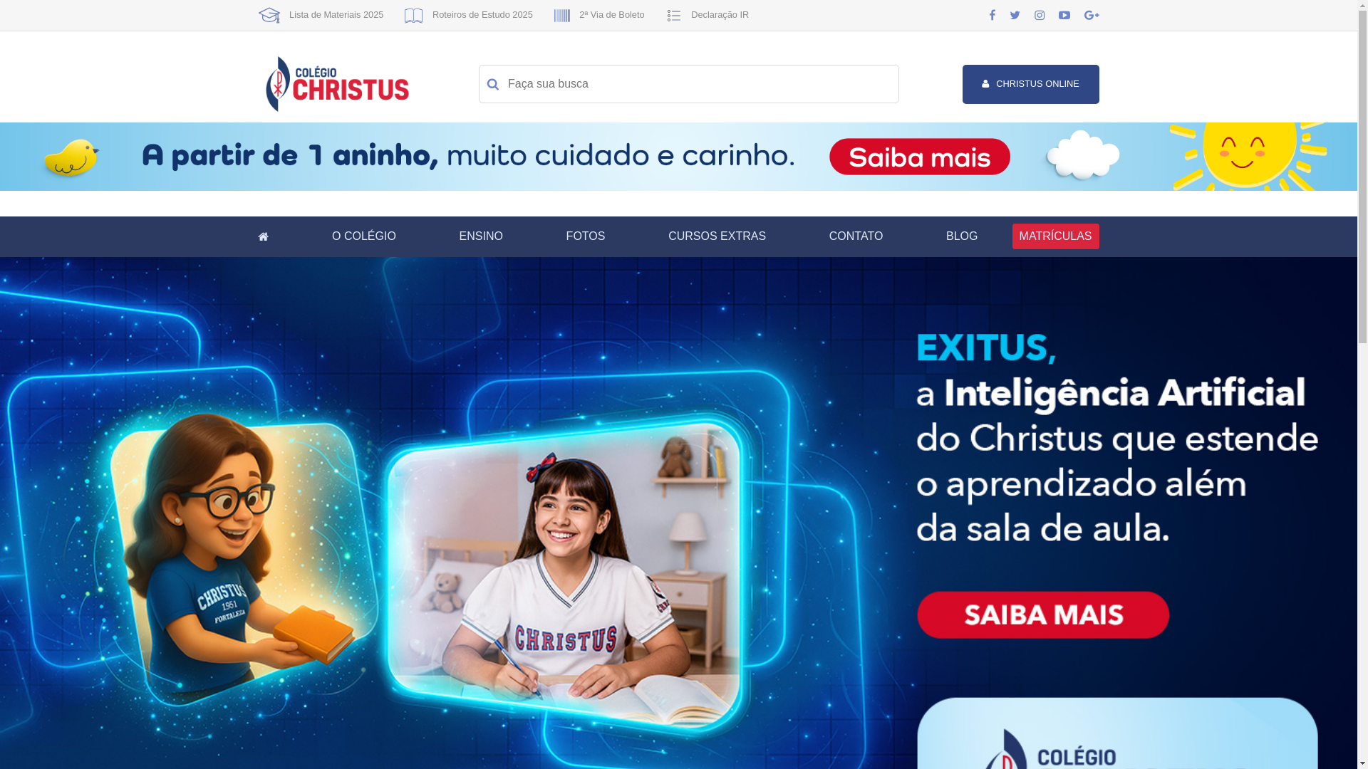 website screenshot of https://colegiochristus.fortal.br/