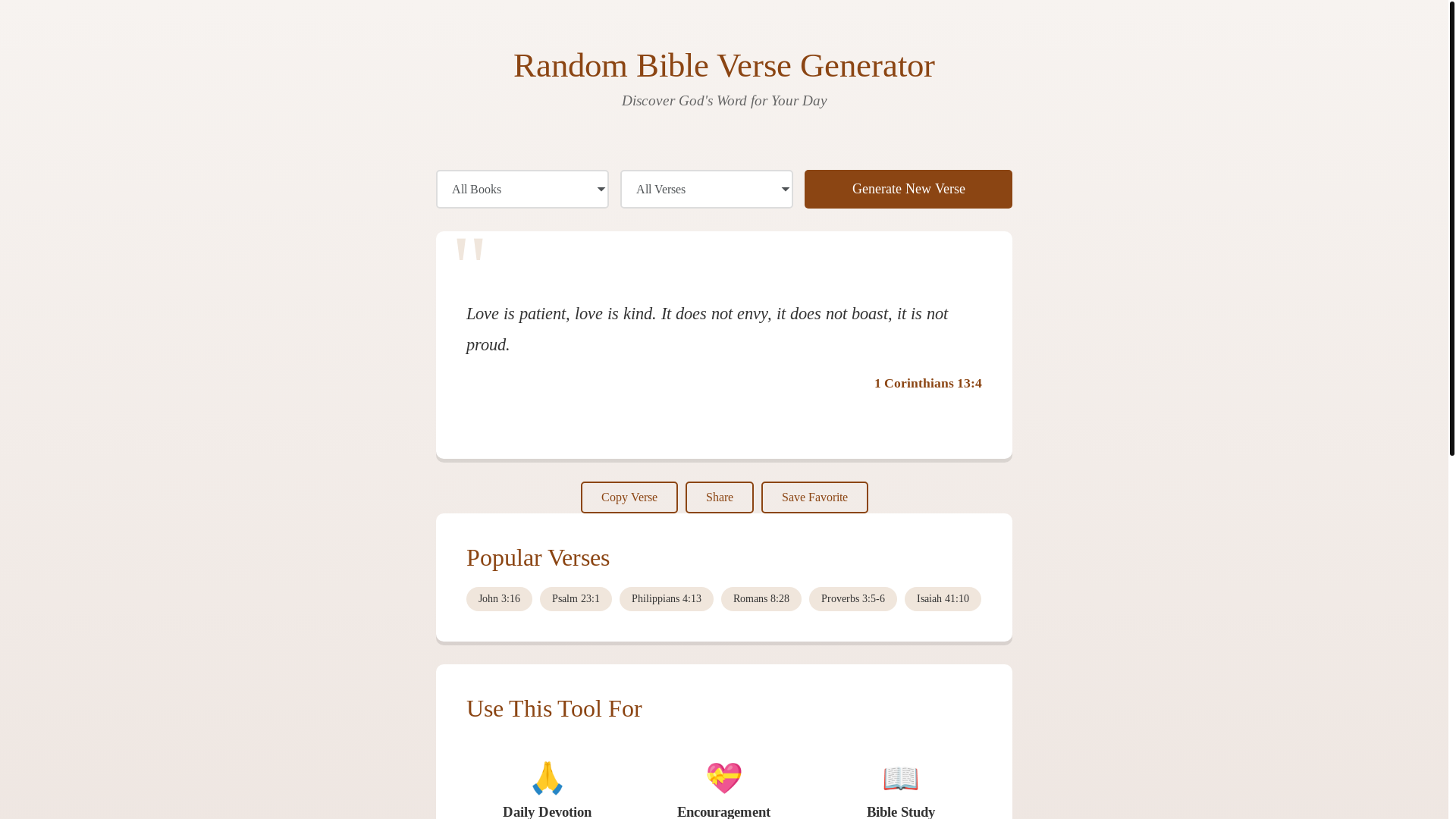 website screenshot of https://random-verse-generator.pages.dev/