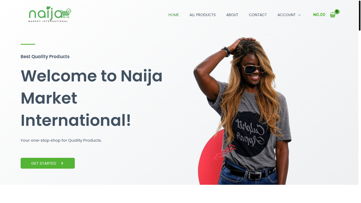 website screenshot of https://naijamarketinternational.com/