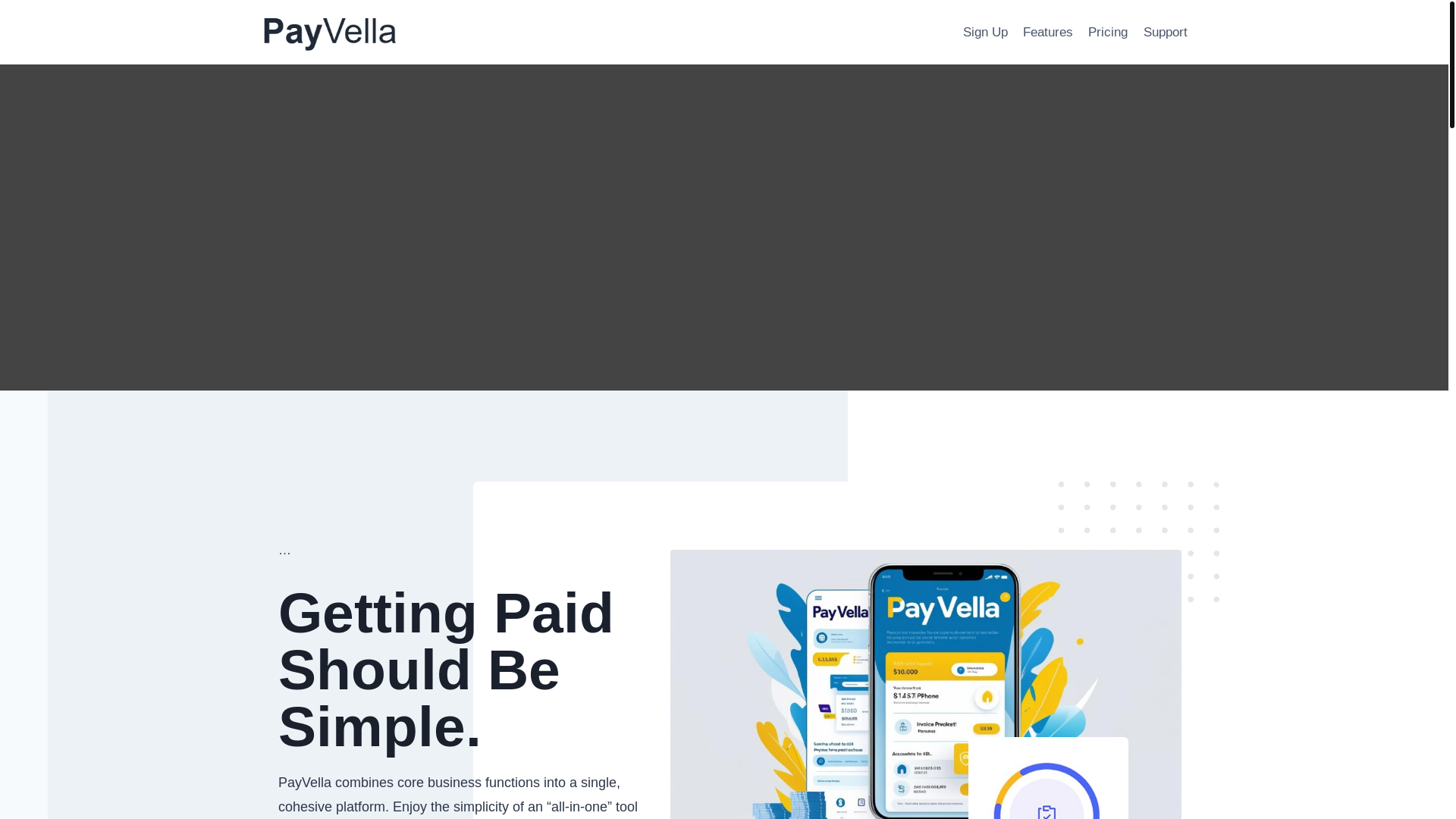 website screenshot of https://payvella.me/
