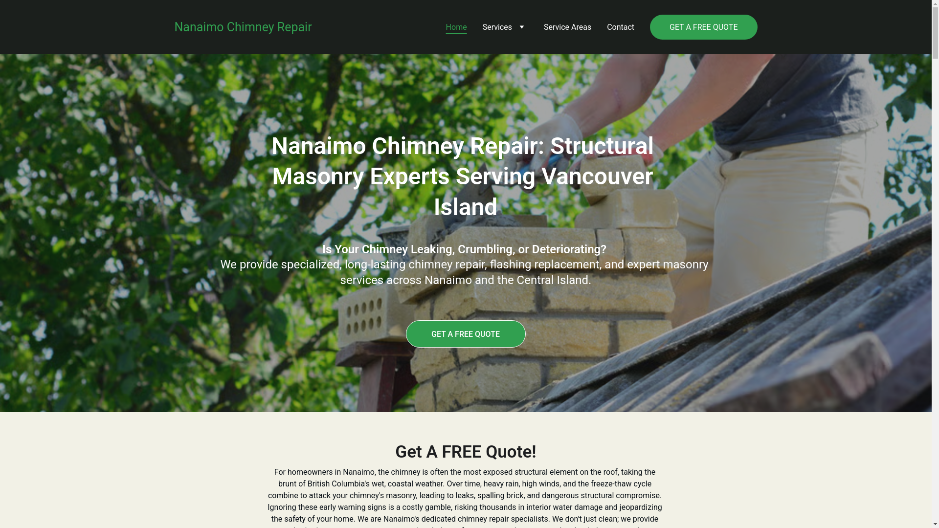 website screenshot of https://nanaimochimneyrepair.ca/