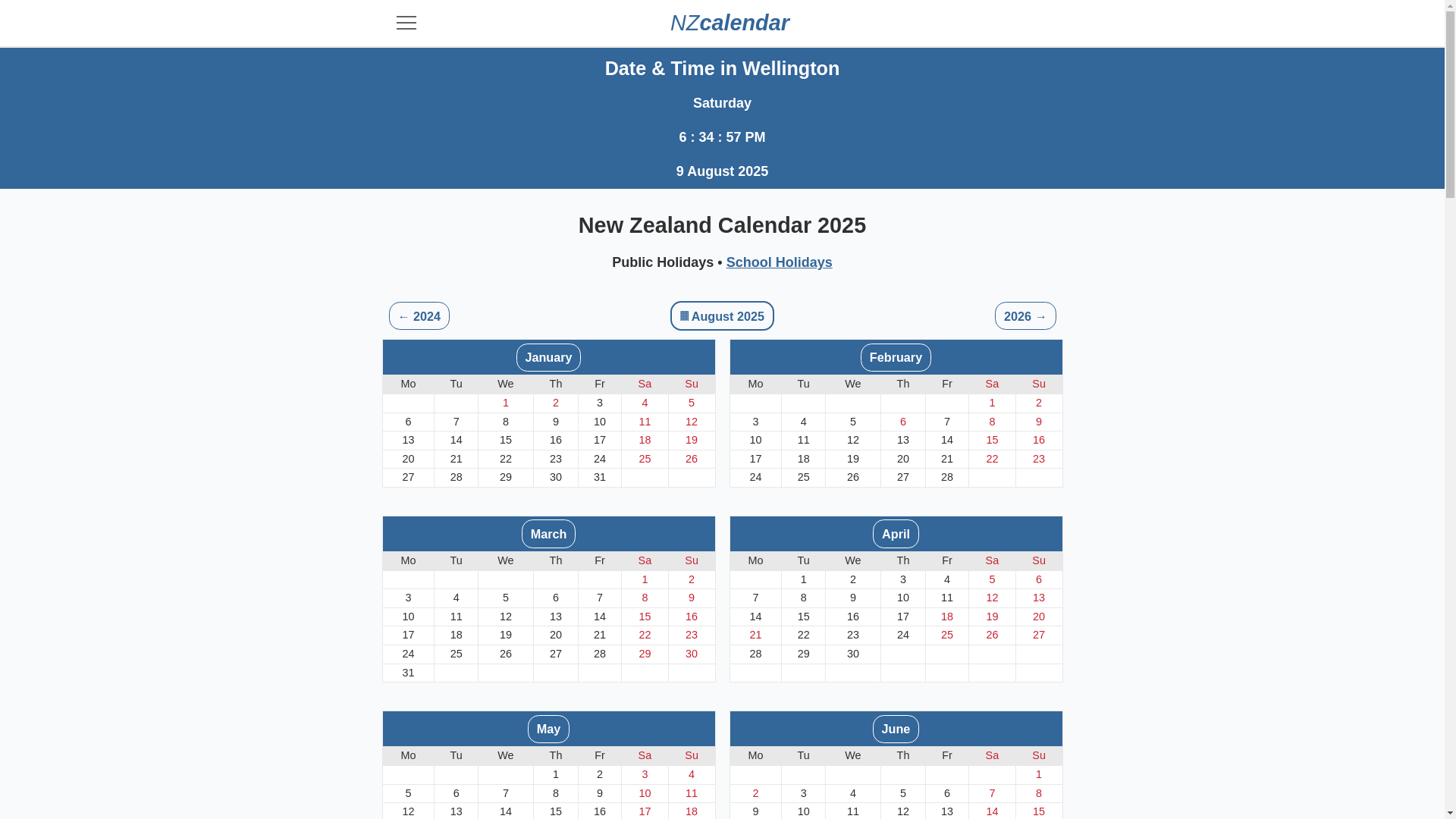 website screenshot of https://nzcalendar.pages.dev/