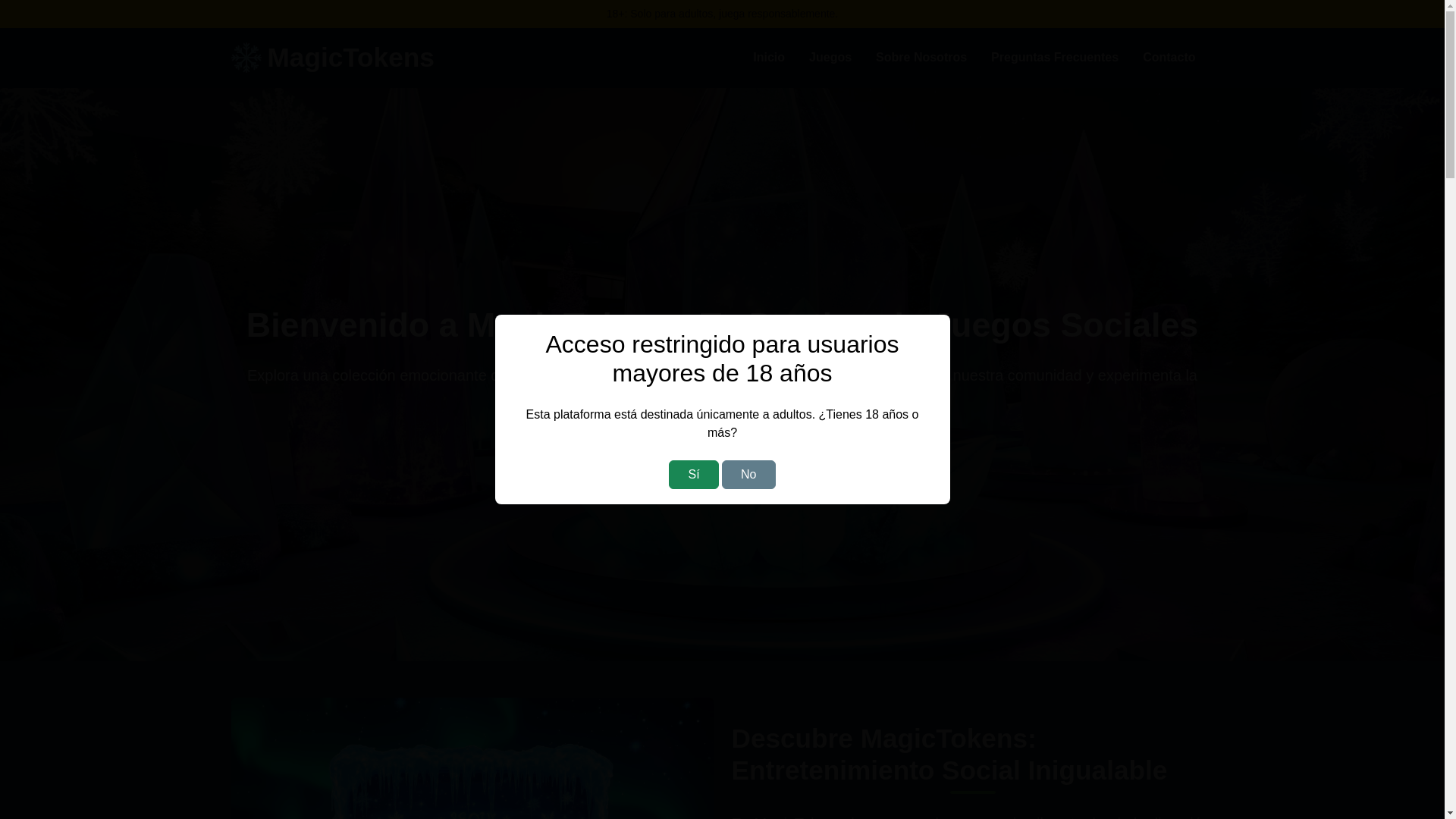 website screenshot of https://magictokens.games/