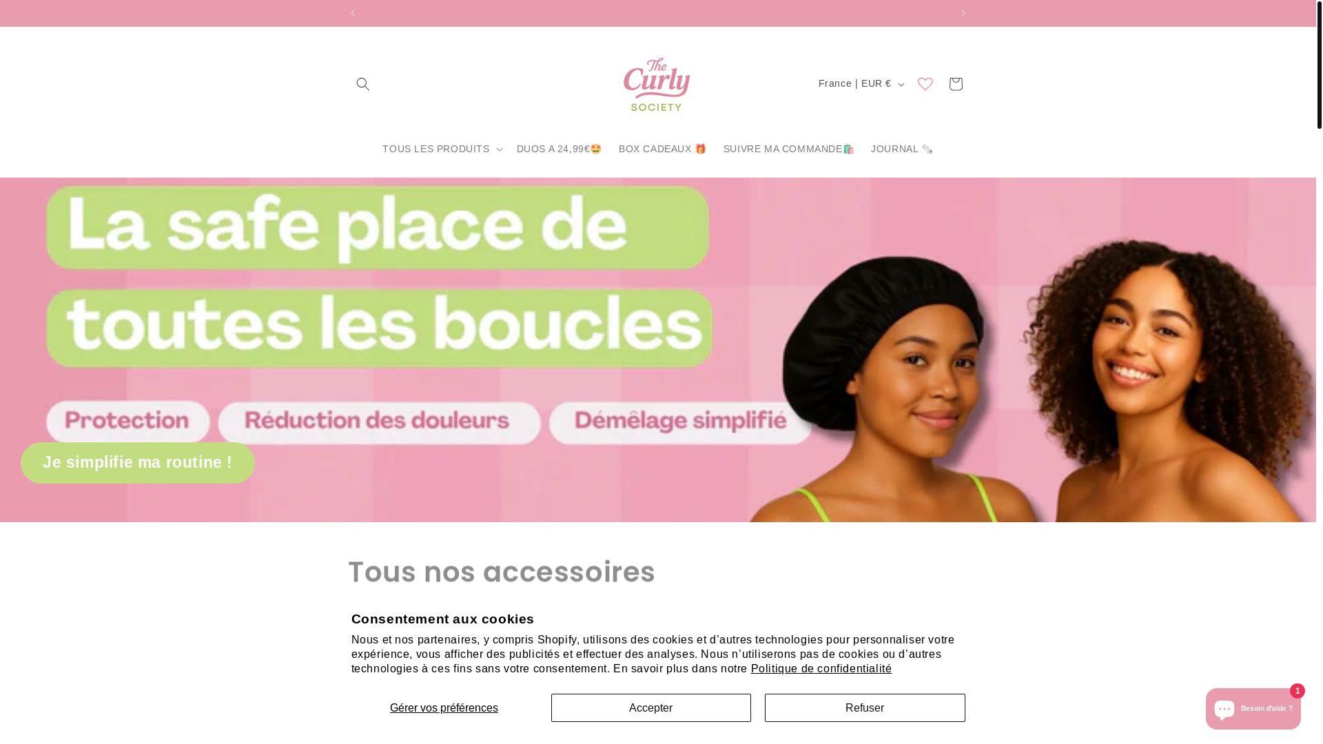website screenshot of https://thecurlysociety.fr/