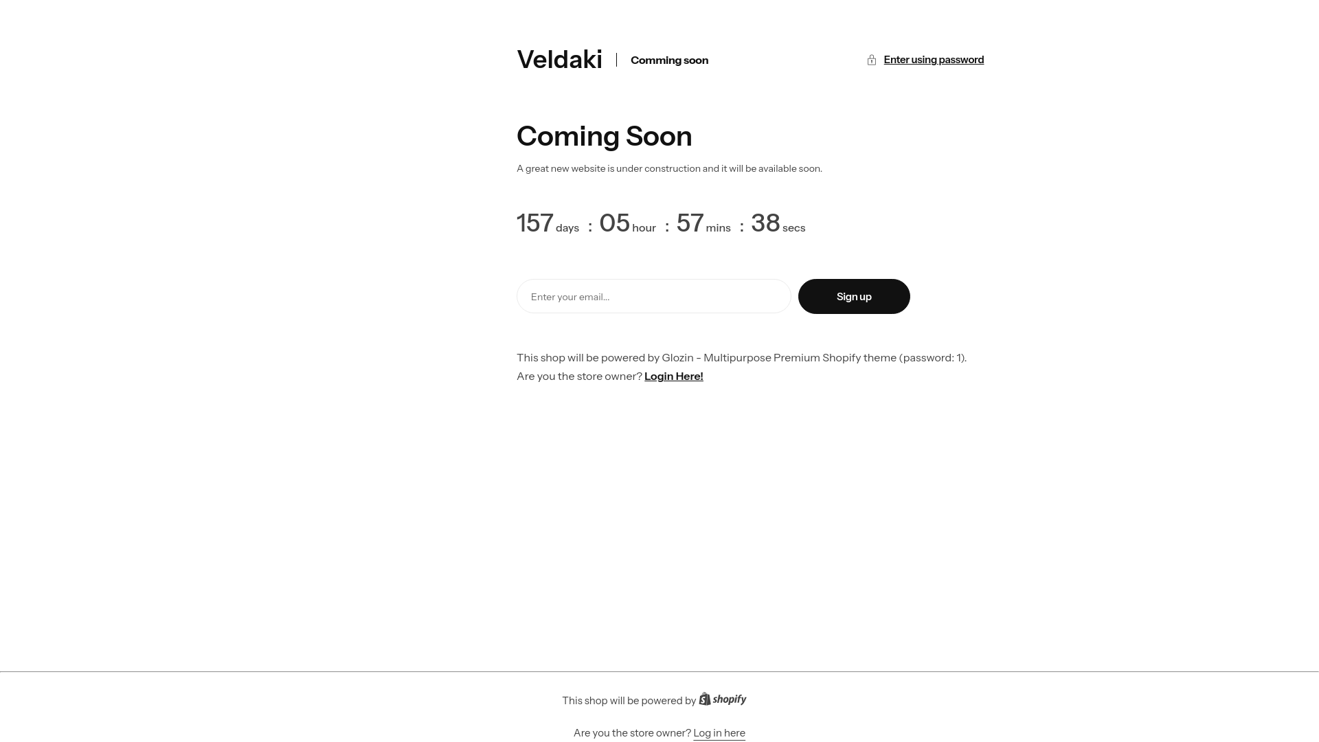 website screenshot of https://veldaki.shop/