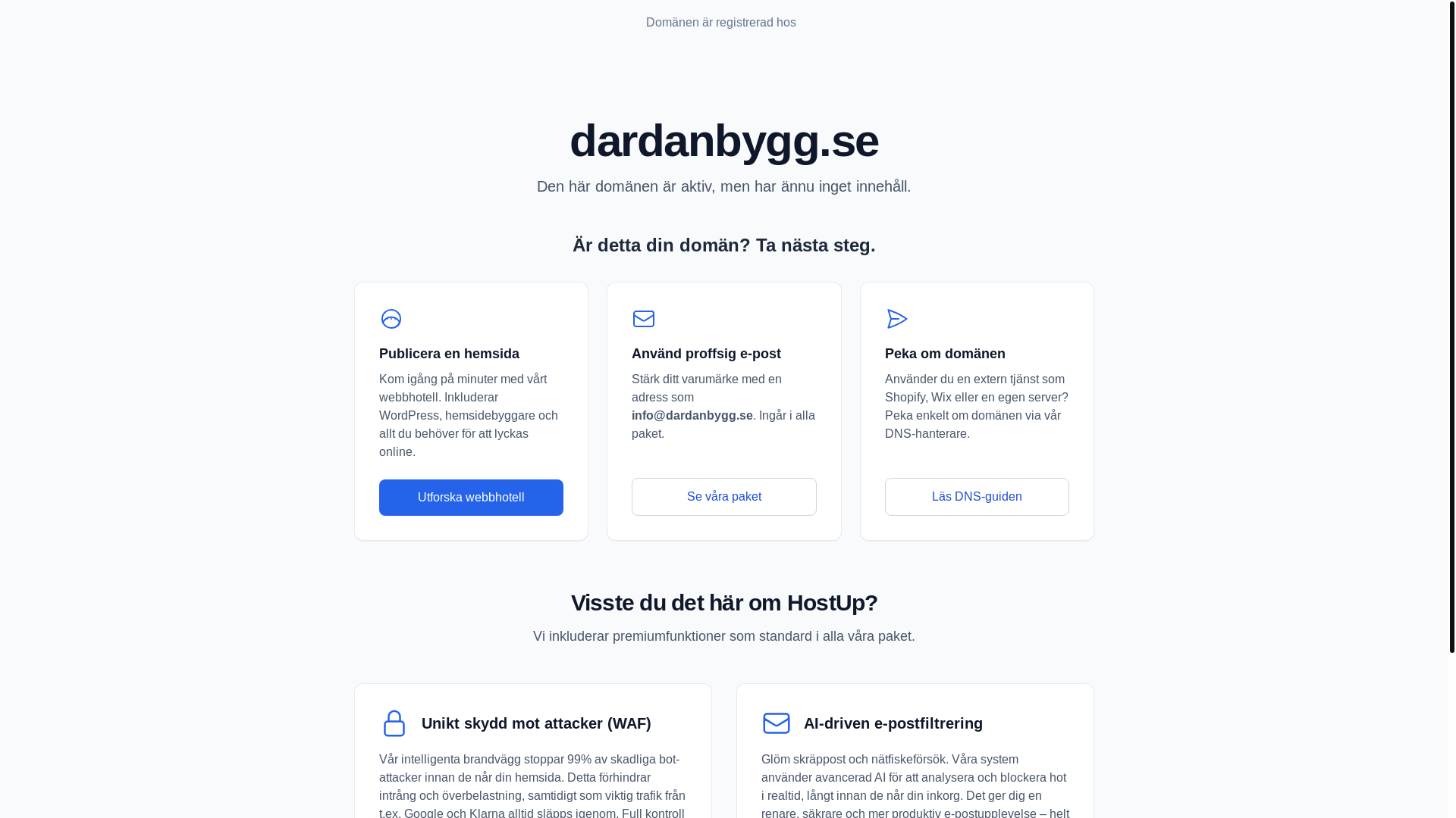 website screenshot of https://dardanbygg.se/