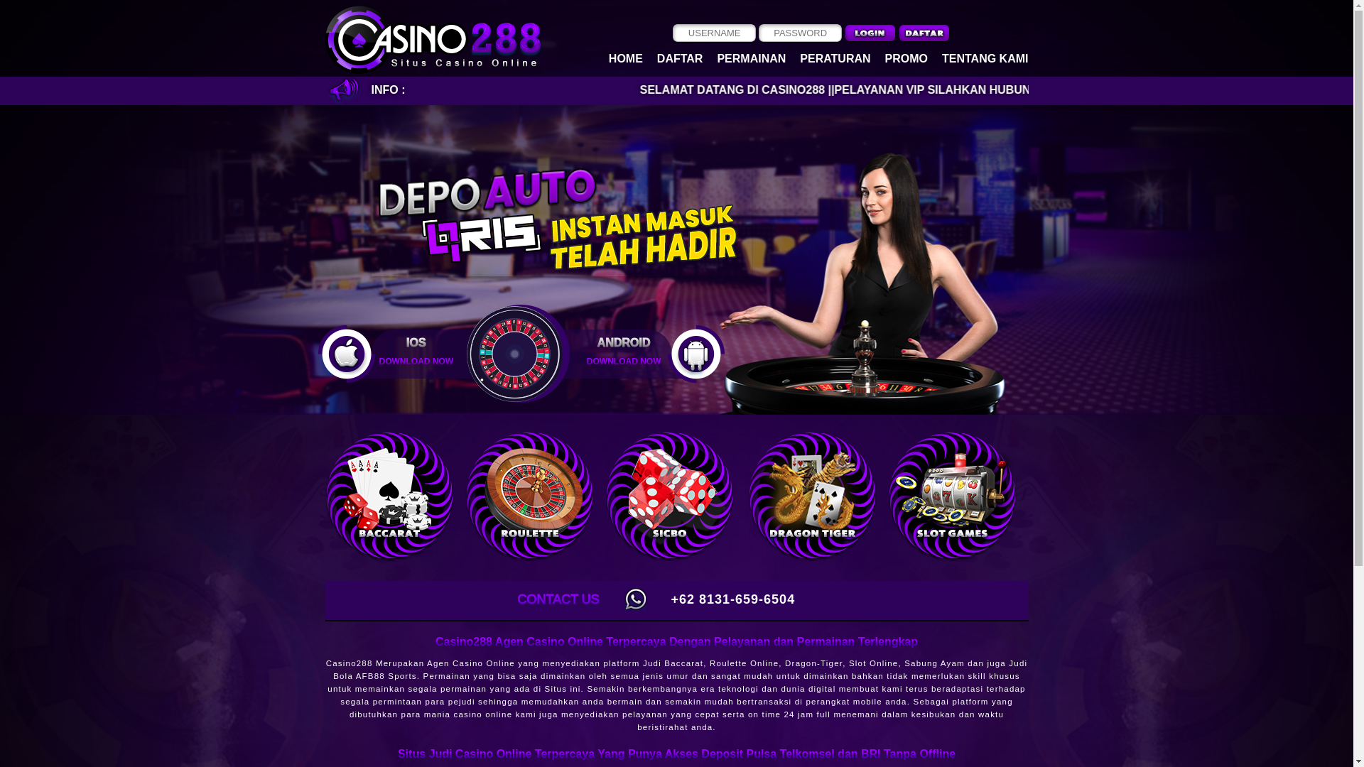 website screenshot of https://casino288-terpercaya.com/