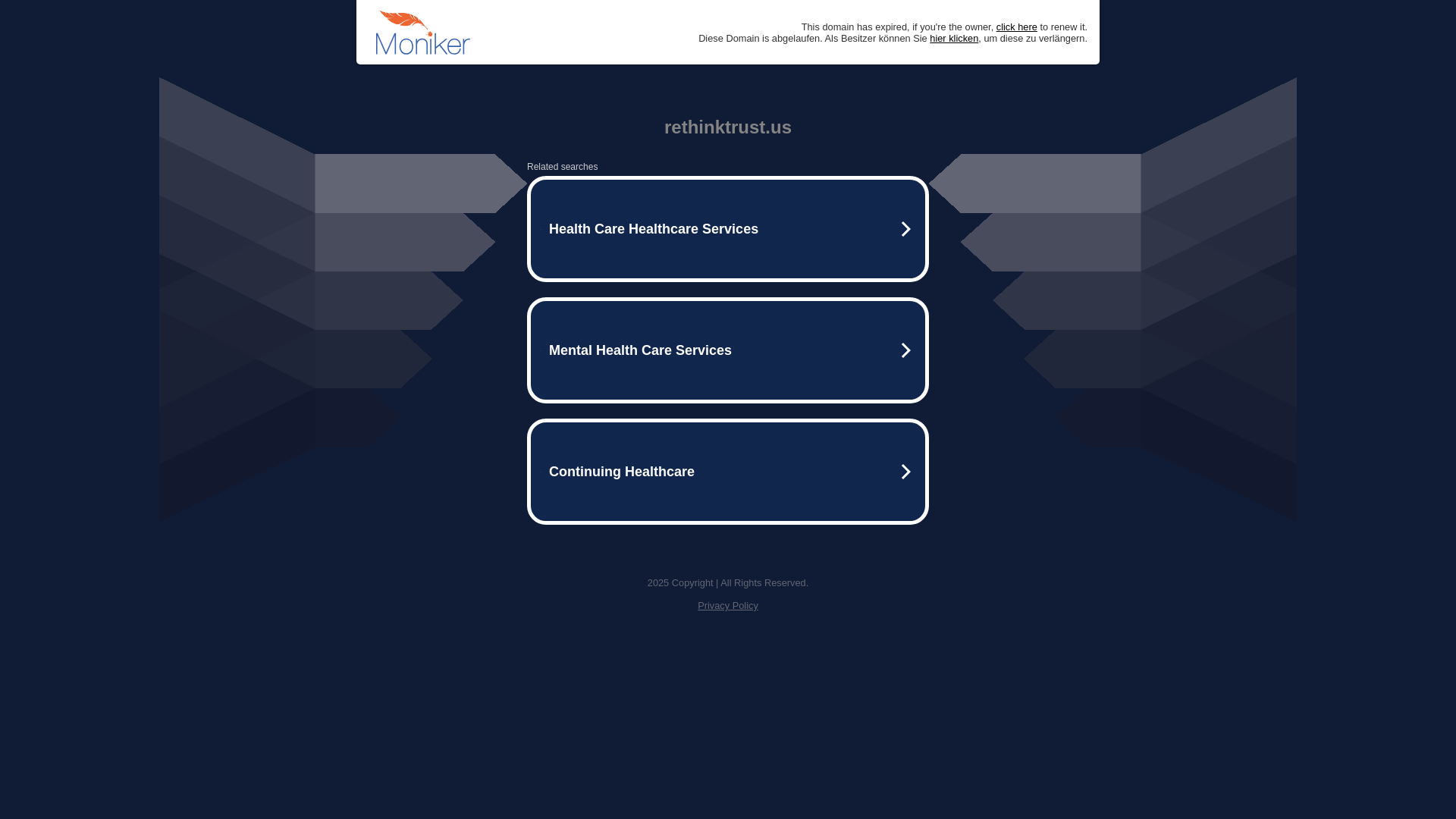 website screenshot of https://rethinktrust.us/