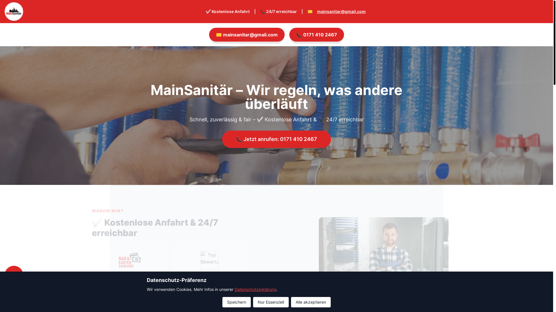 website screenshot of https://mainsanitaer.de/