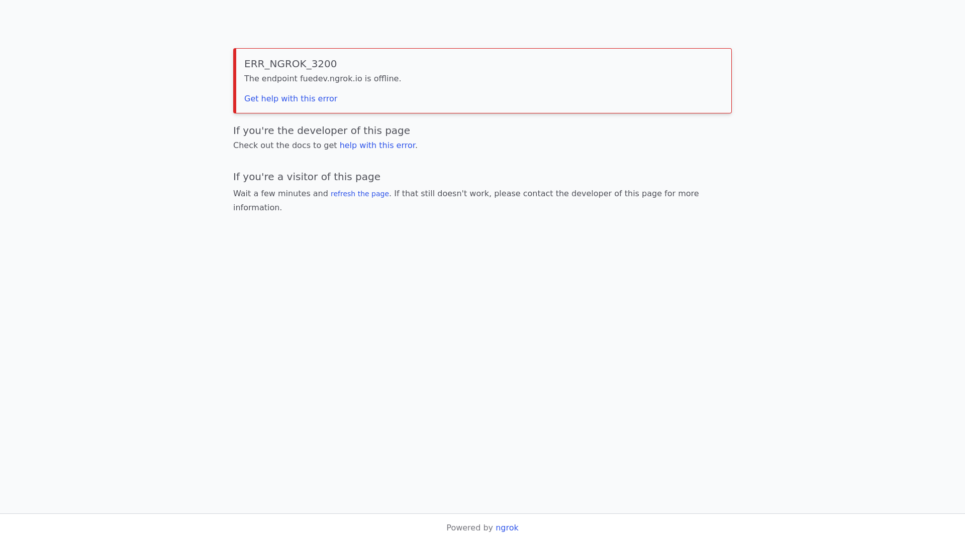 website screenshot of https://fuedev.ngrok.io/