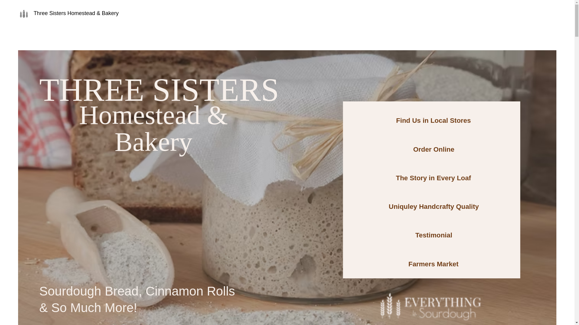 website screenshot of https://threesistershomesteadandbakery.com/