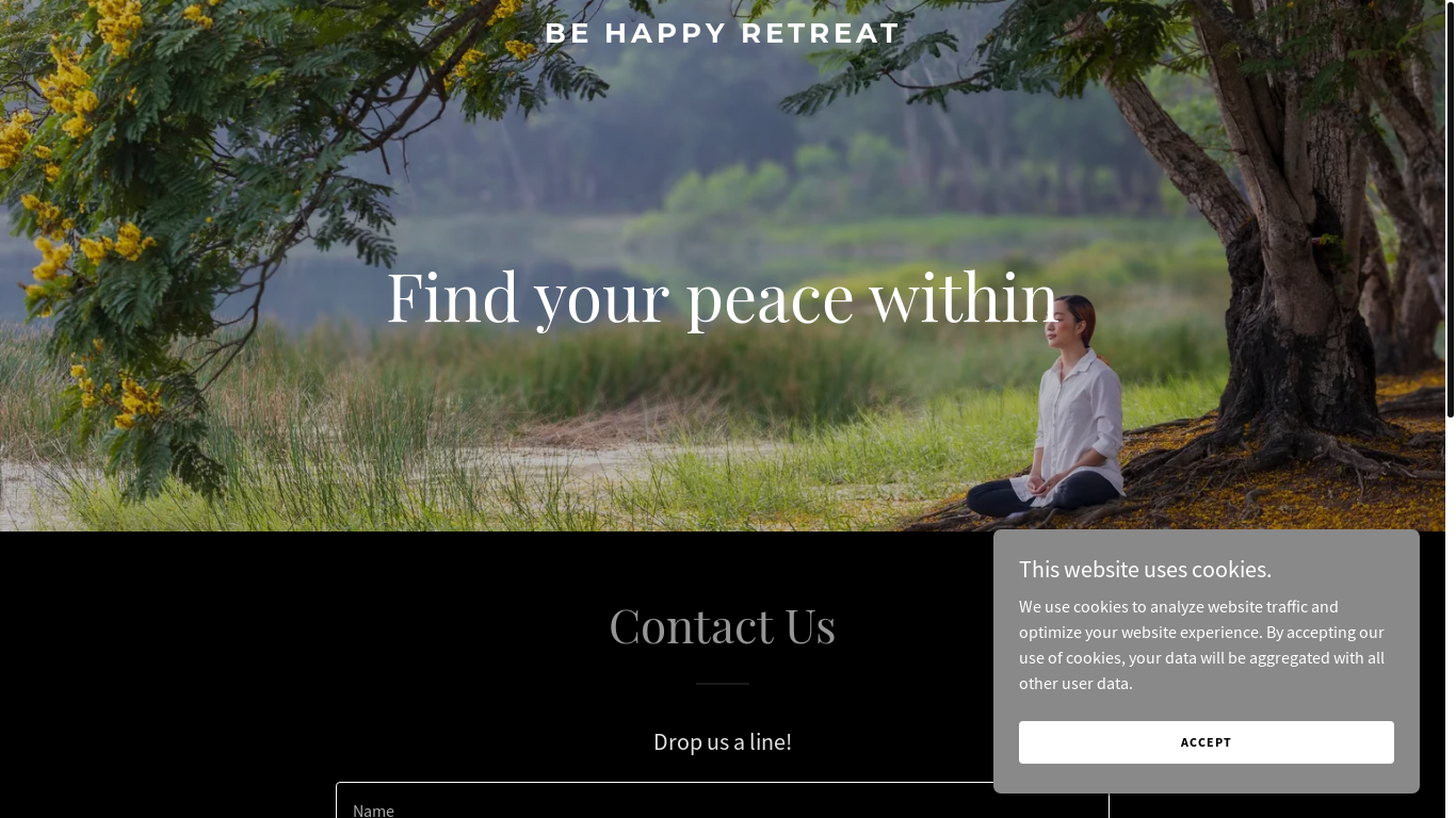 website screenshot of https://behappyretreat.com/