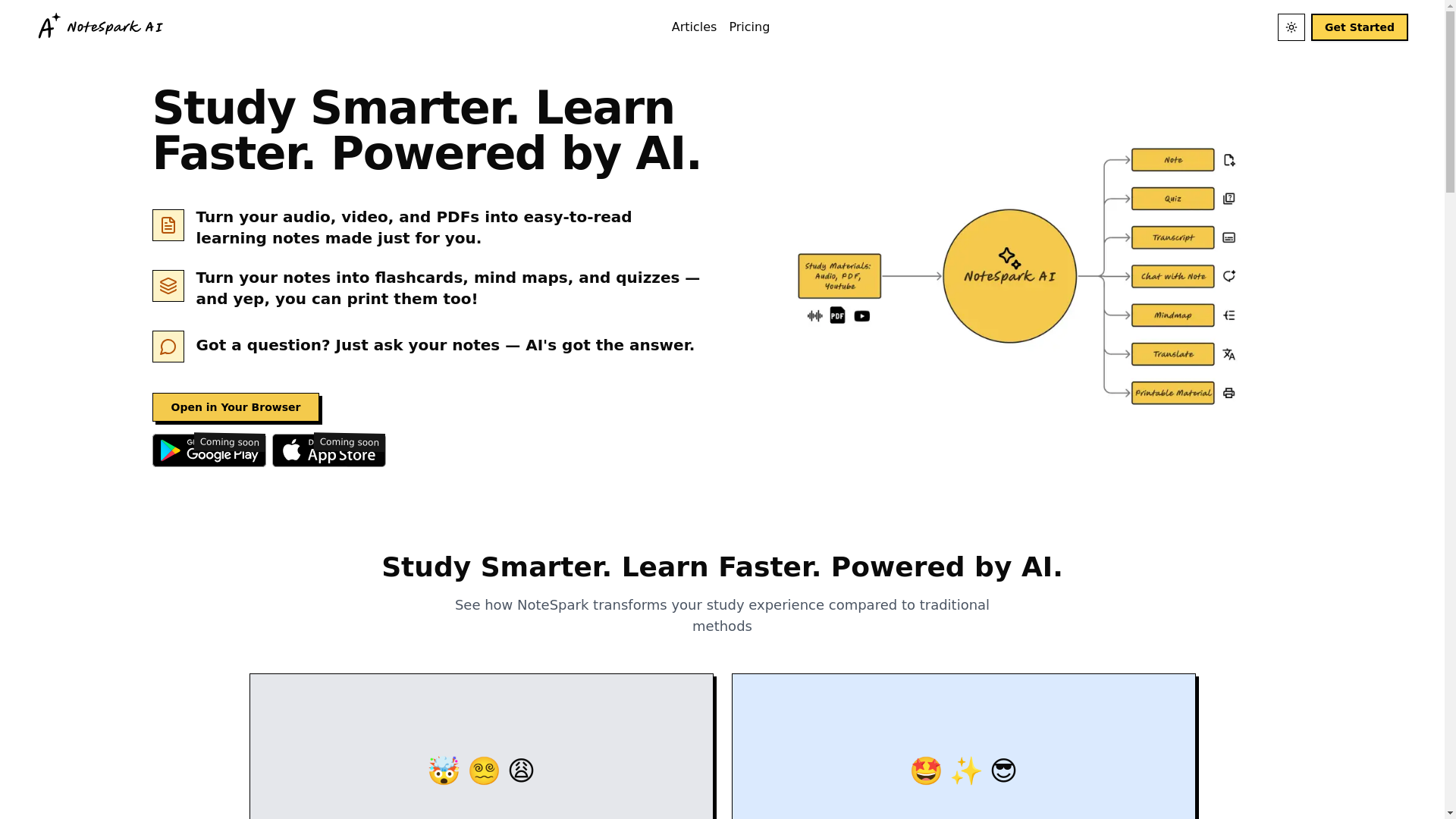 website screenshot of https://notespark.id/