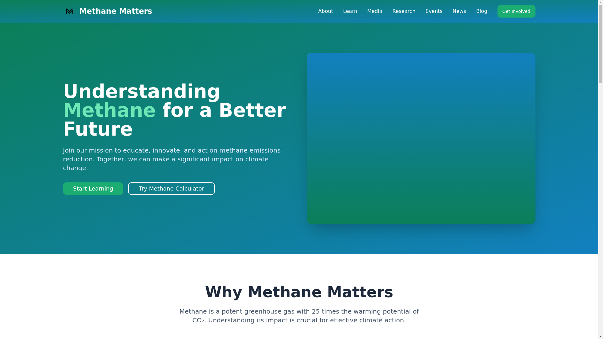 website screenshot of https://methanematters.foundation/