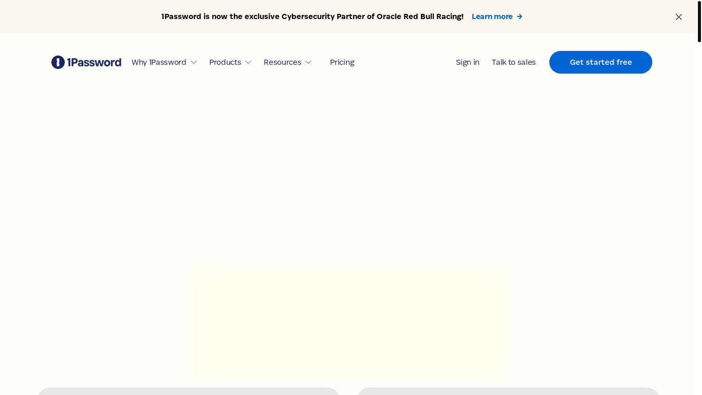 website screenshot of https://www.1password.com/