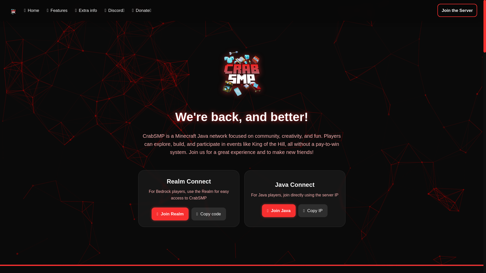 website screenshot of https://crabsmp.pages.dev/