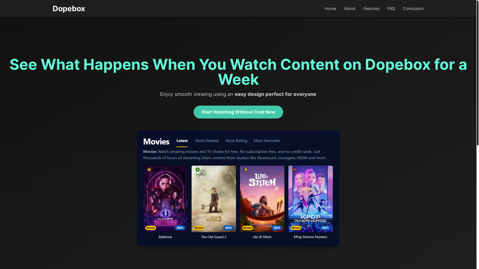 website screenshot of https://dopebox-9ye4.pages.dev/