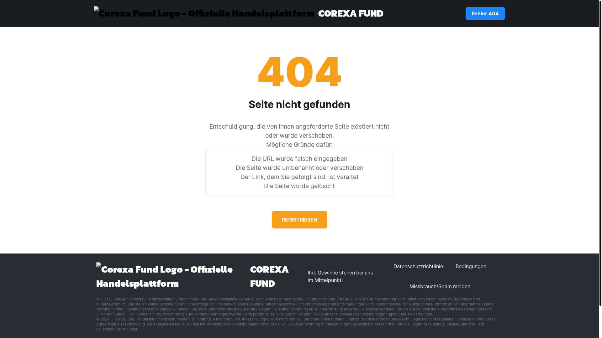 website screenshot of https://corexa-fund.de/