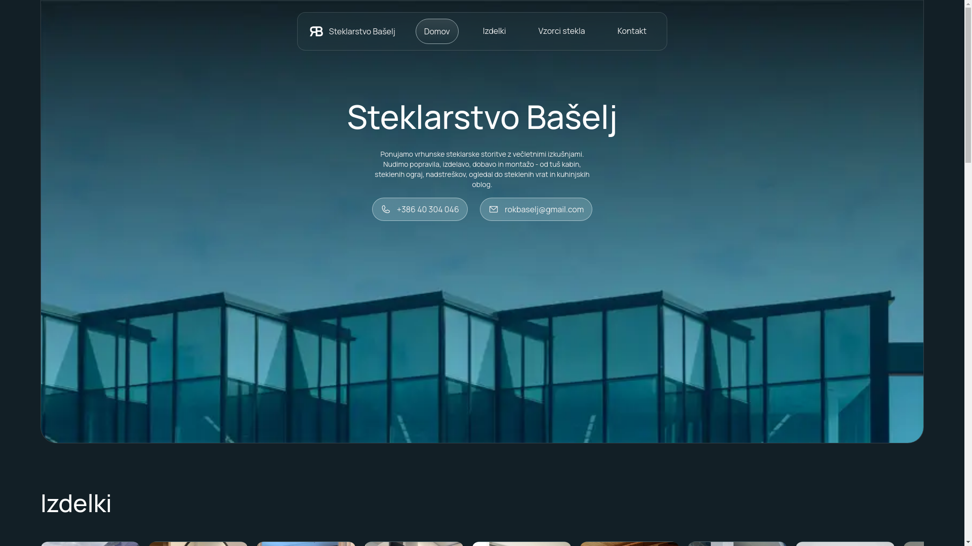 website screenshot of https://steklarstvo-baselj.si/