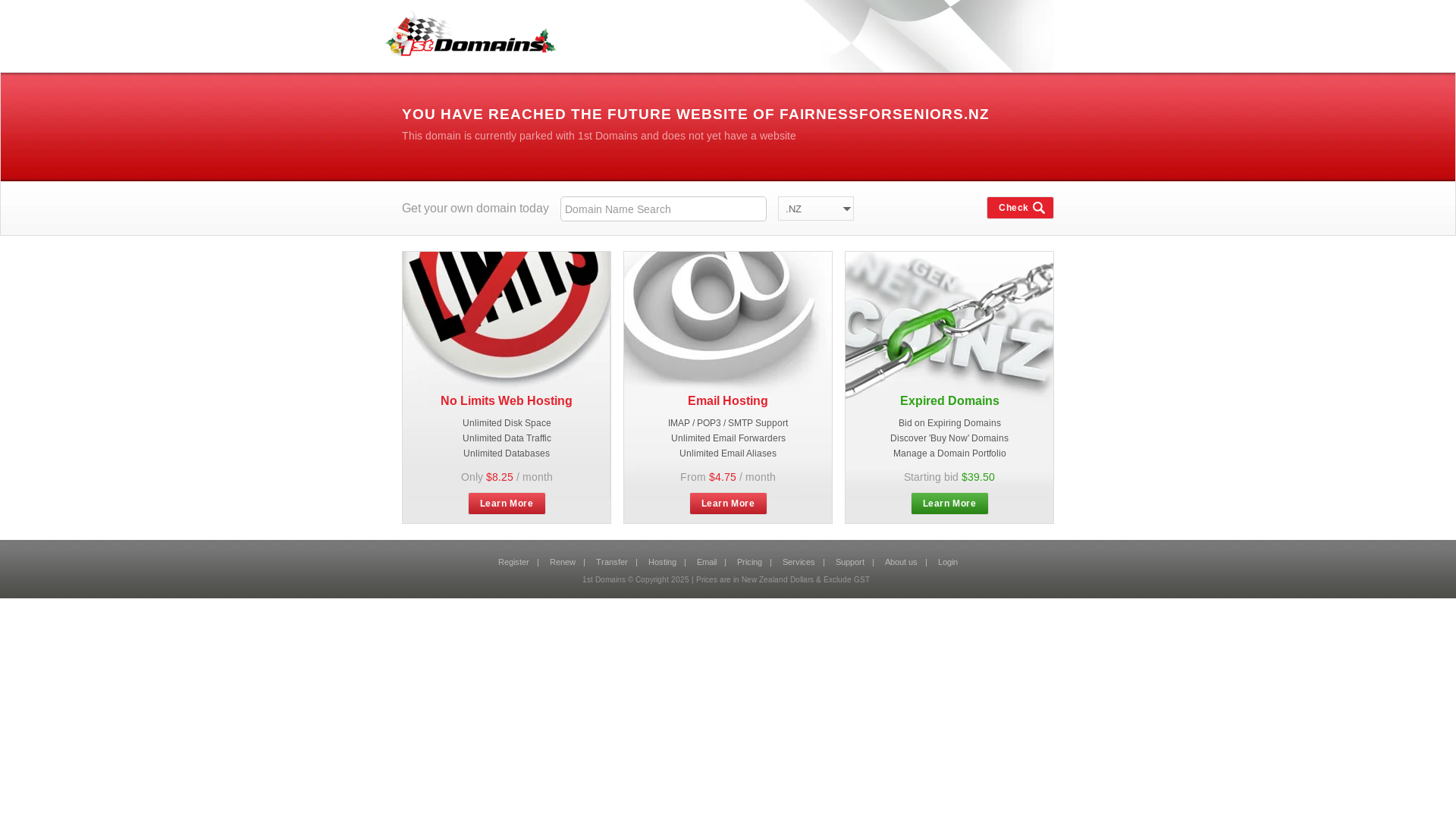 website screenshot of https://fairnessforseniors.nz/