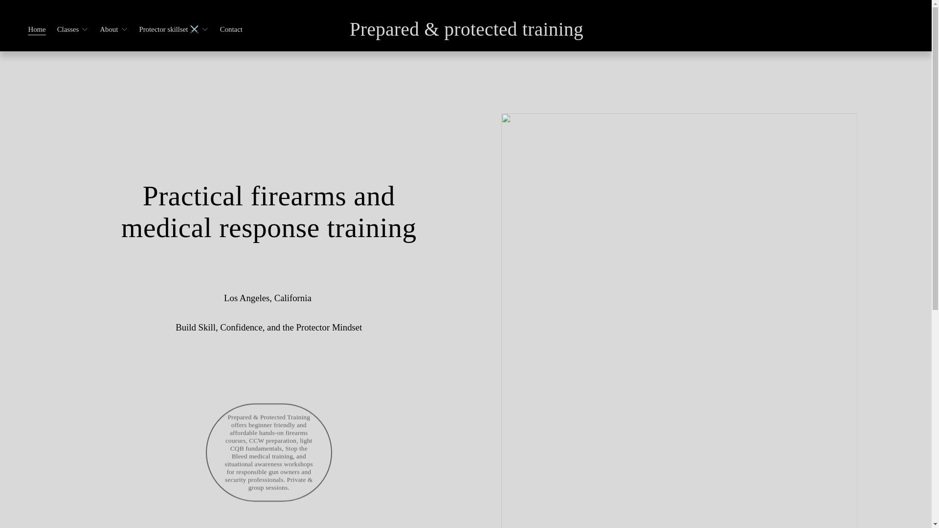 website screenshot of https://preparedprotectedtraining.com/