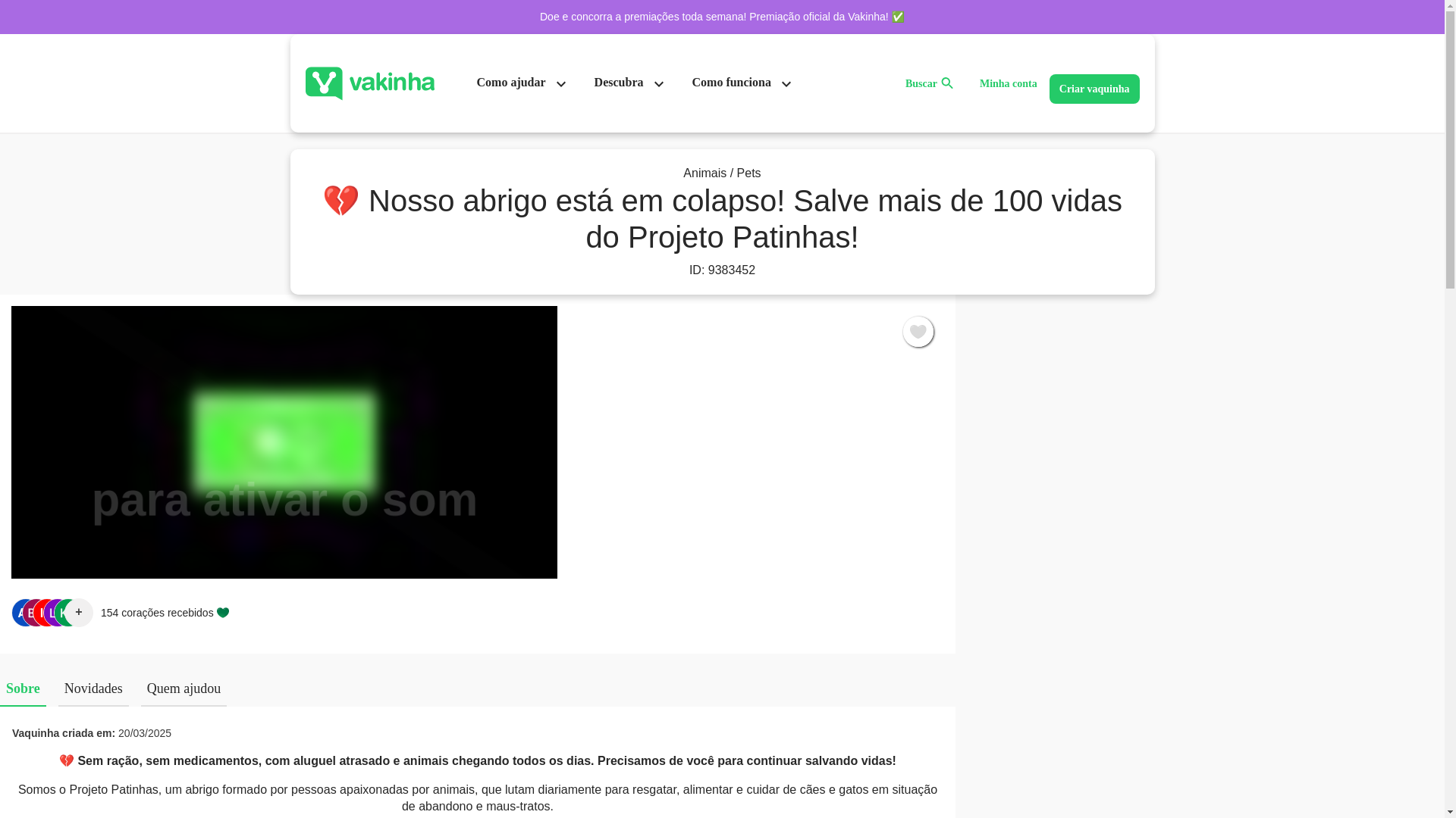 website screenshot of https://projetopatiinhas.site/