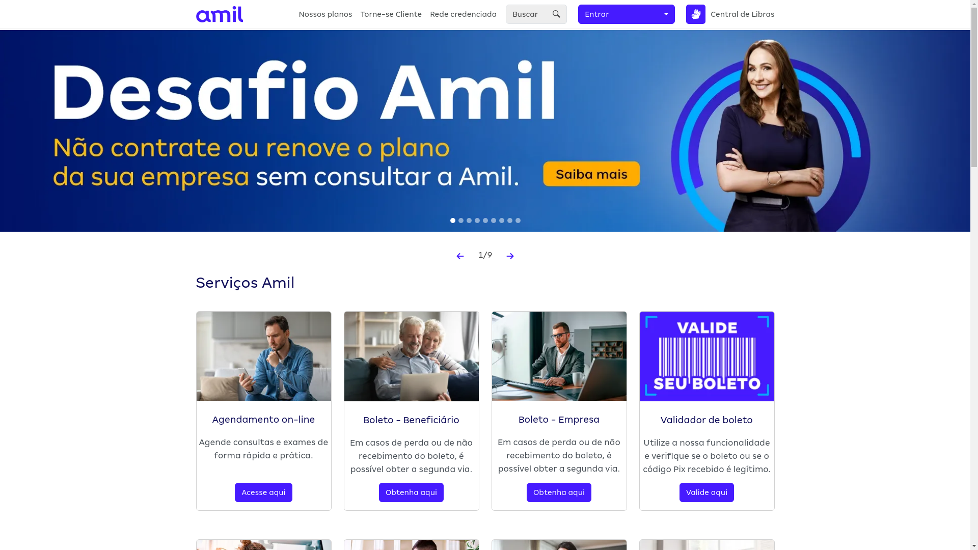 website screenshot of https://institucional.amil.com.br/
