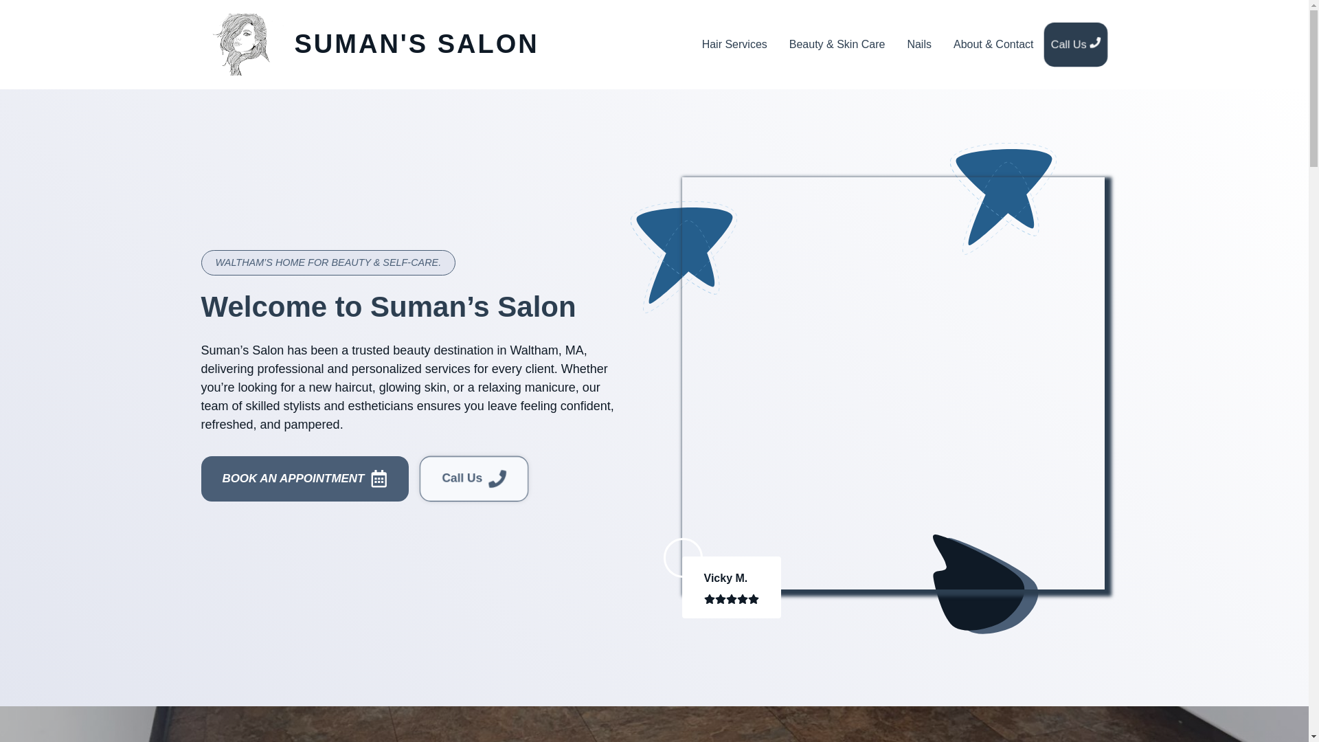 website screenshot of https://sumanssalon.com/