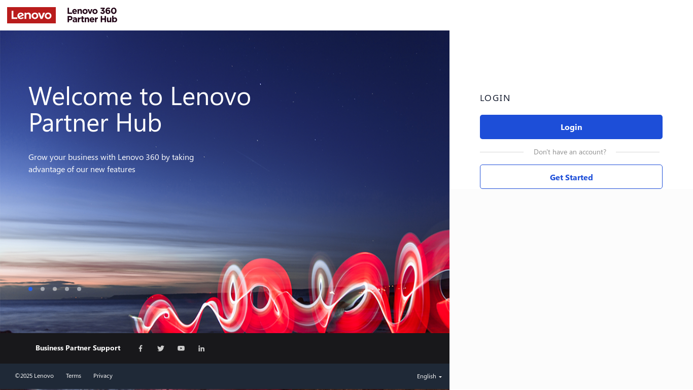 website screenshot of https://www.lenovopartnerhub.com/