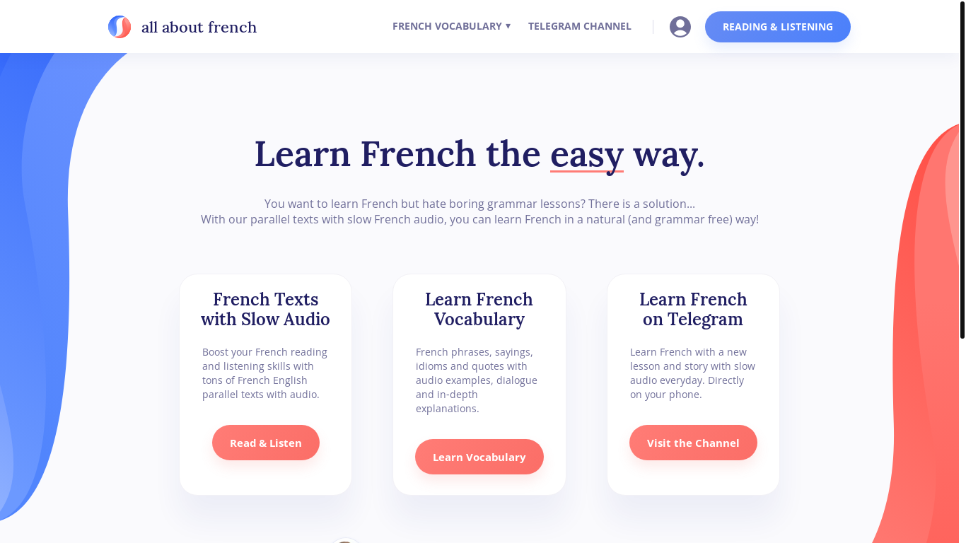 website screenshot of https://allaboutfrench.pages.dev/