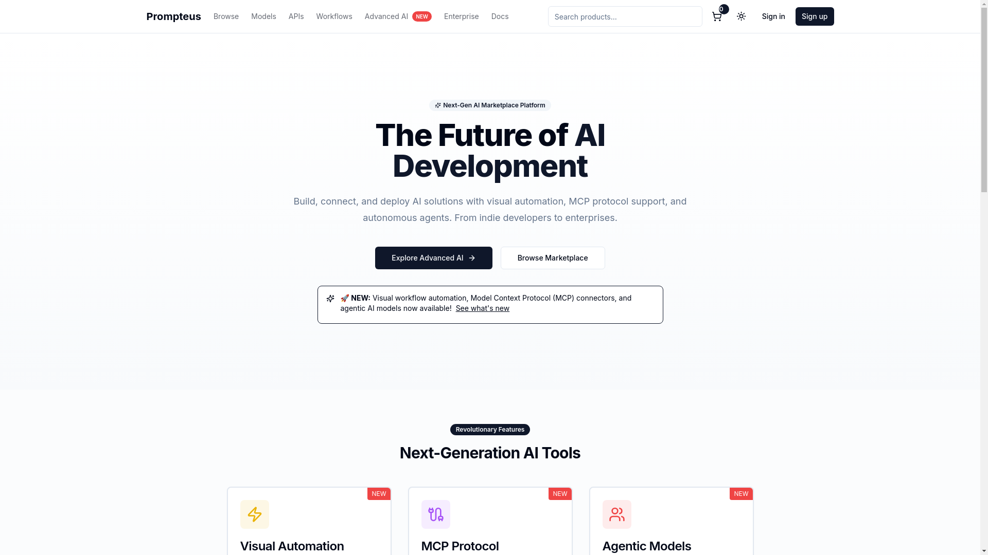 website screenshot of https://prompteus.io/