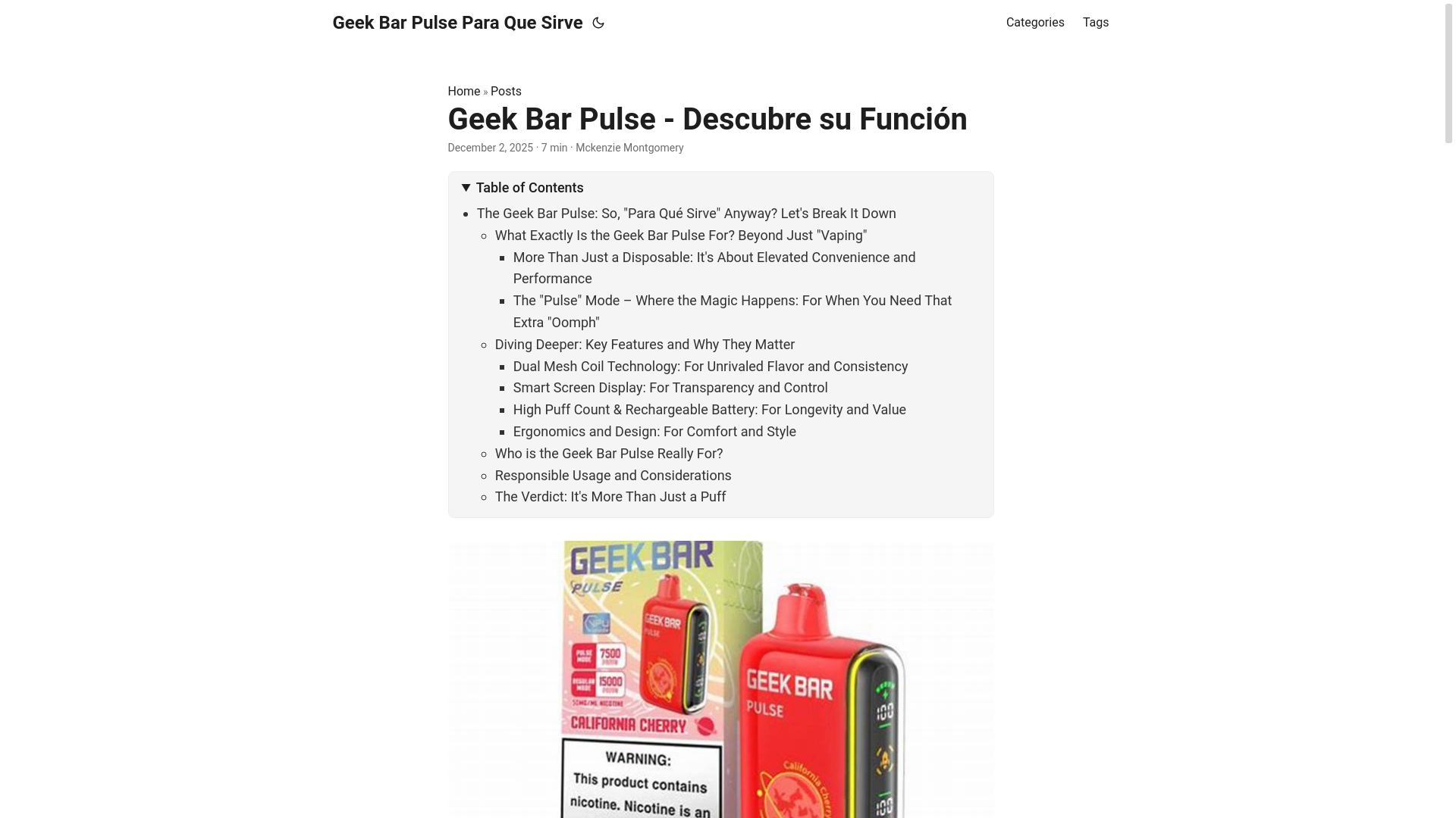 website screenshot of https://geekbarpulseparaquesirve.pages.dev/