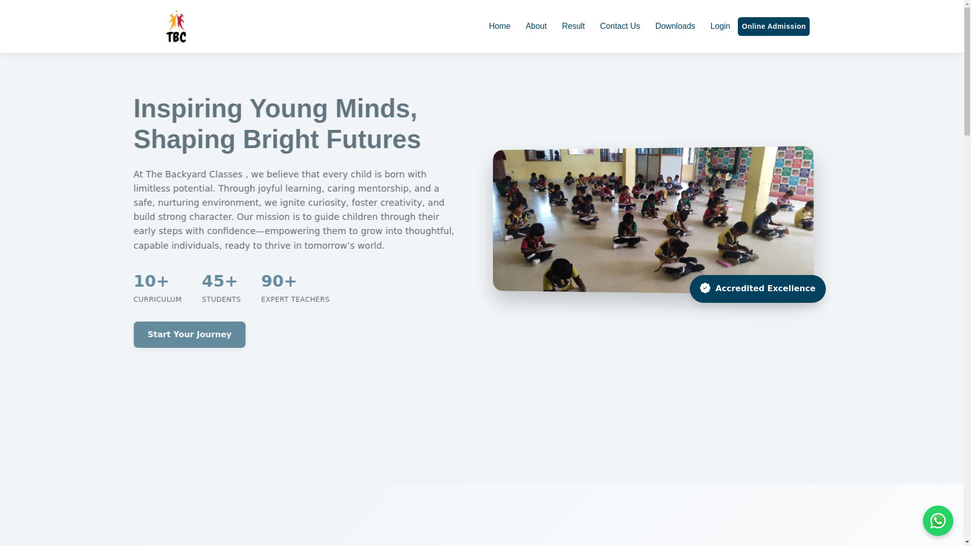 website screenshot of https://thebackyardclasses.in/