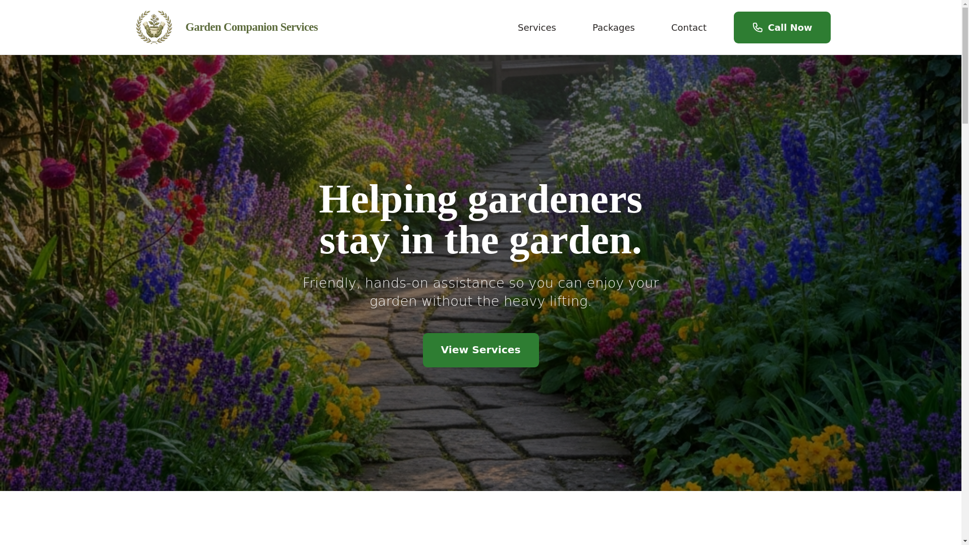 website screenshot of https://gardencompanionservices.com