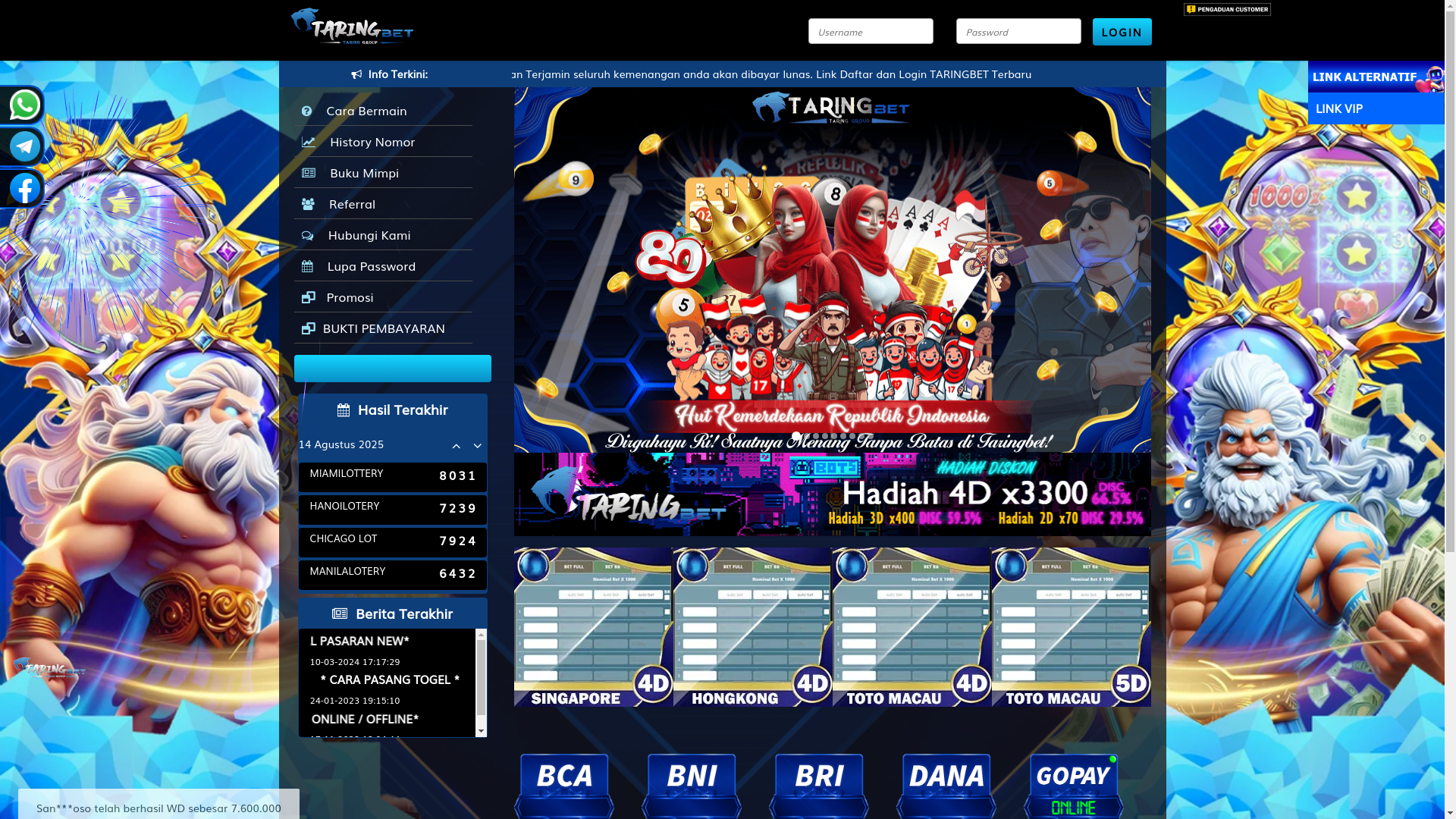 website screenshot of https://taringdotonline.store/
