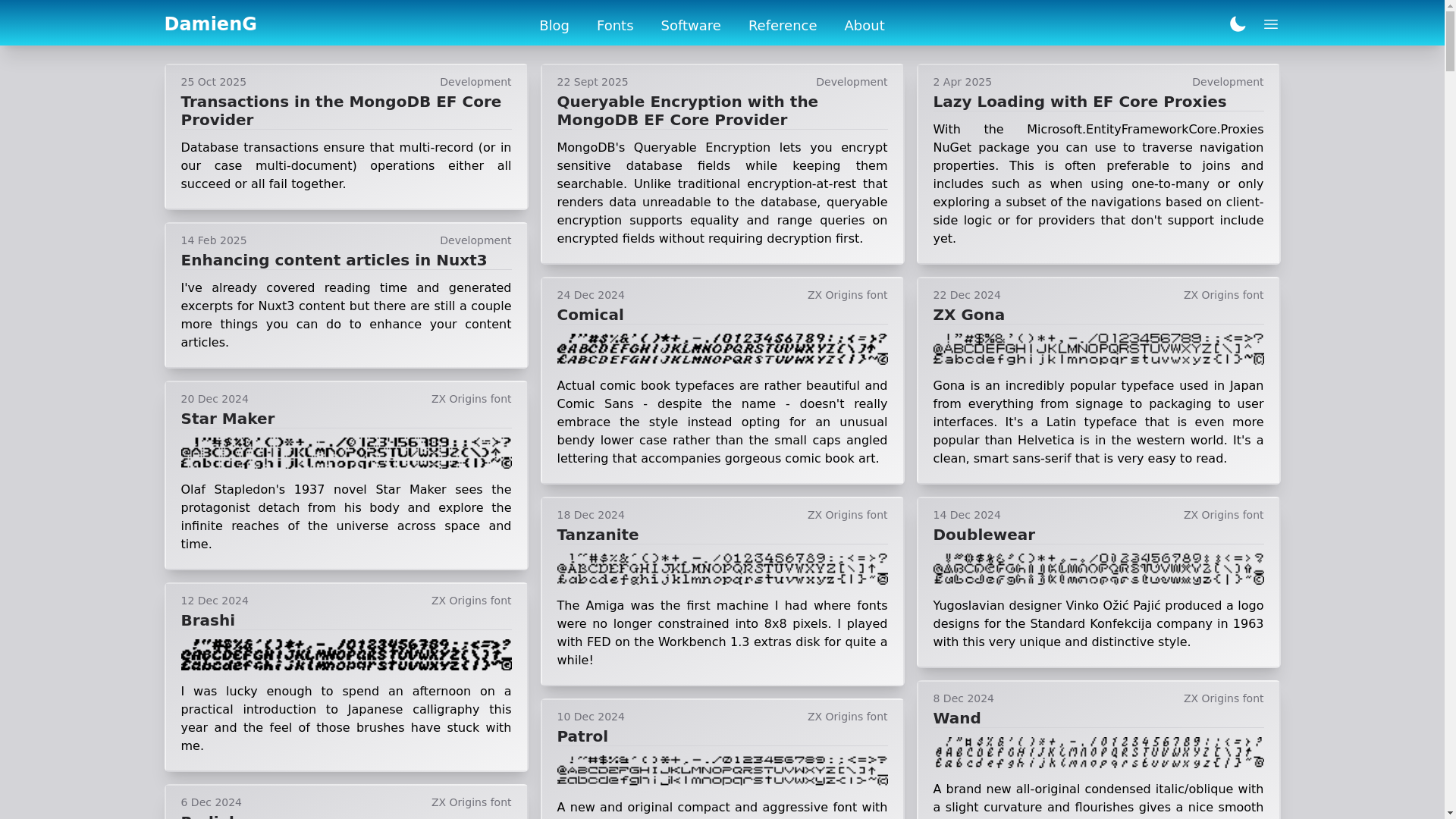 website screenshot of https://damieng-web.pages.dev/