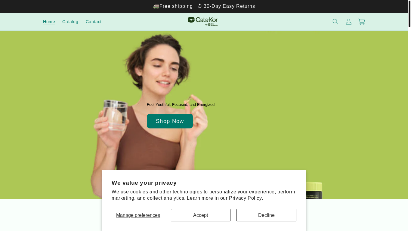website screenshot of https://trycatakor.com/