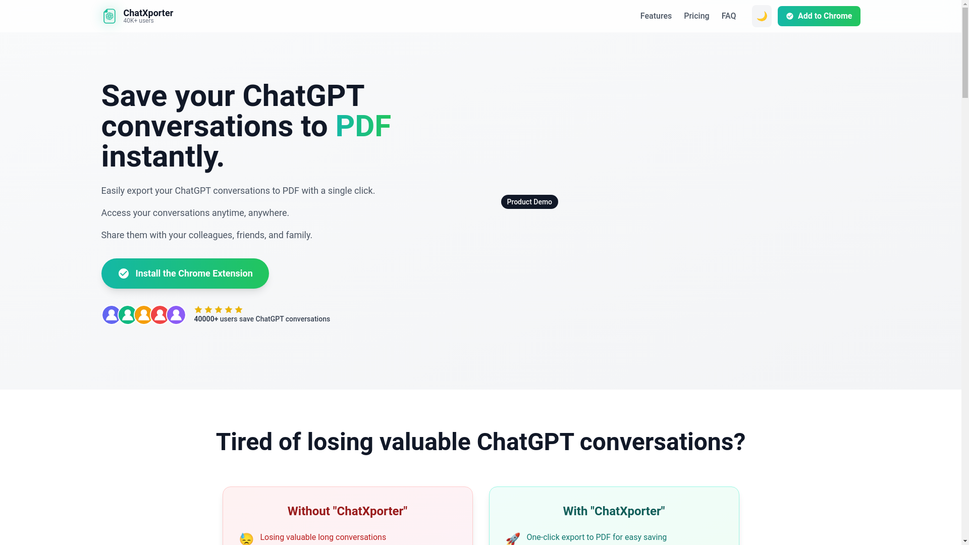 website screenshot of https://chatxporter.pages.dev/