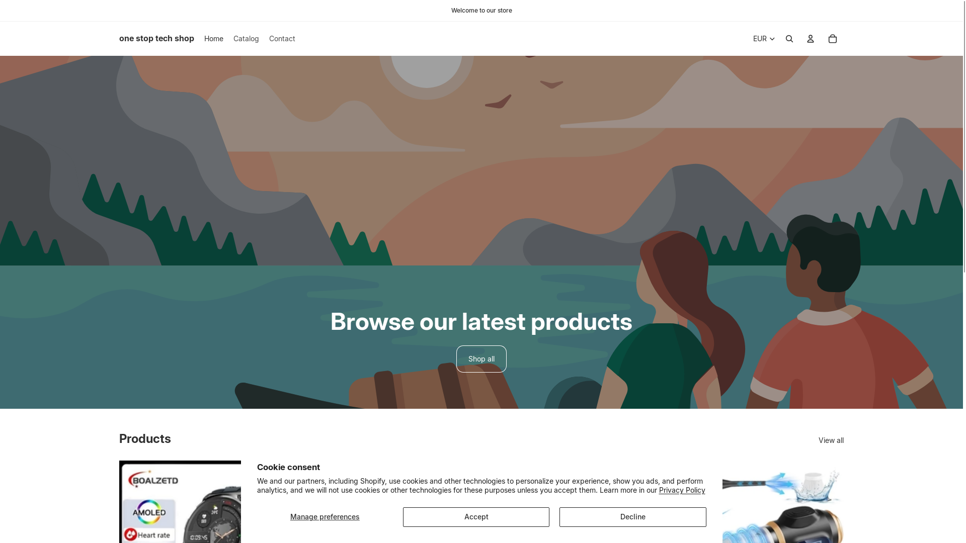 website screenshot of https://onestoptechsshop.store/