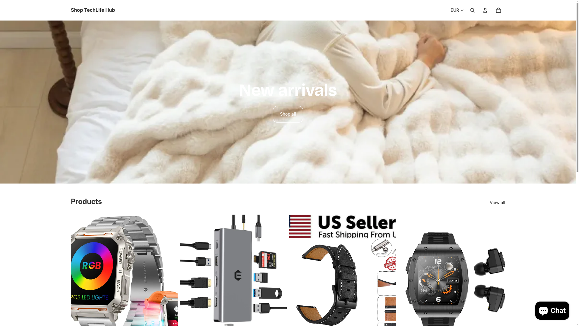 website screenshot of https://shoptechlifehub.com/