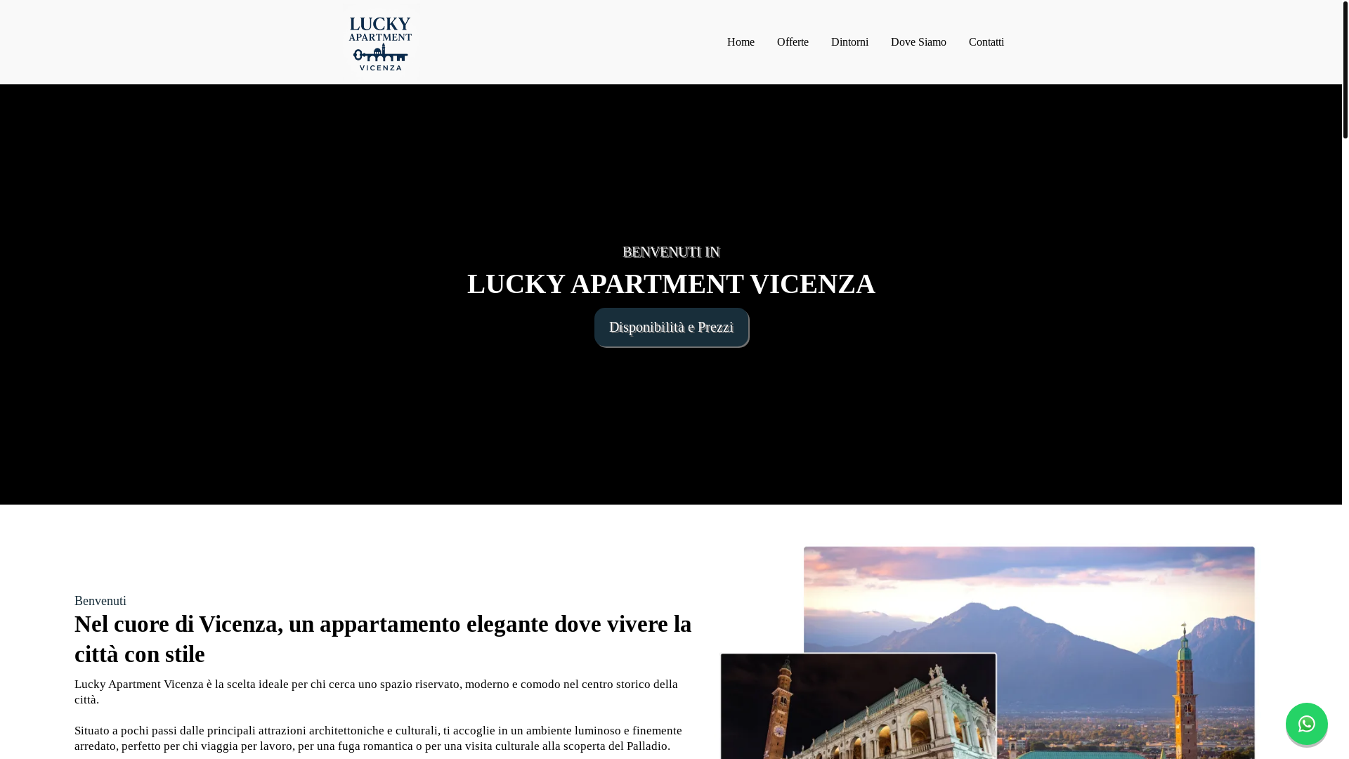 website screenshot of https://luckyapartmentvicenza.it/
