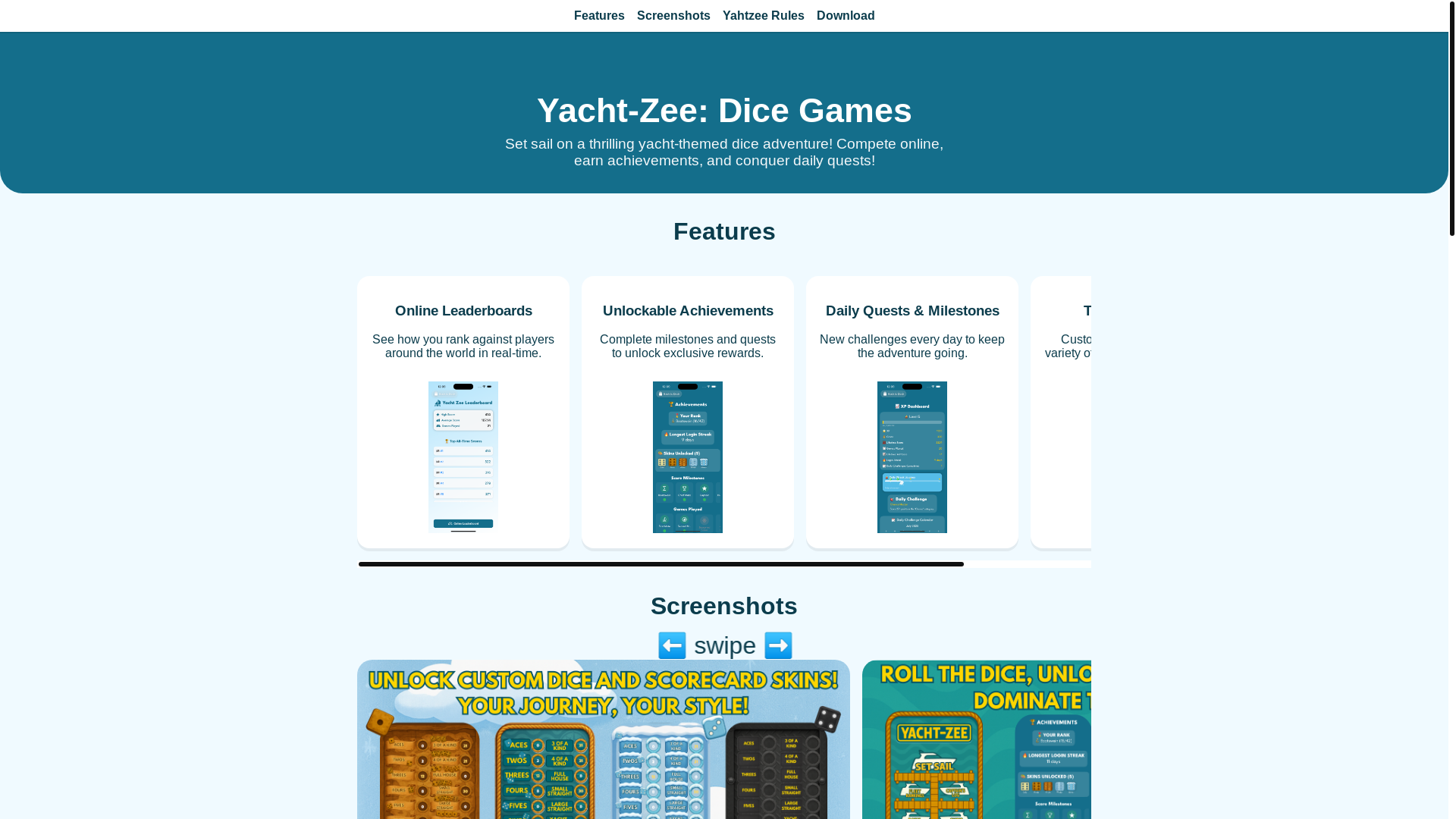 website screenshot of https://yacht-zee.pages.dev/