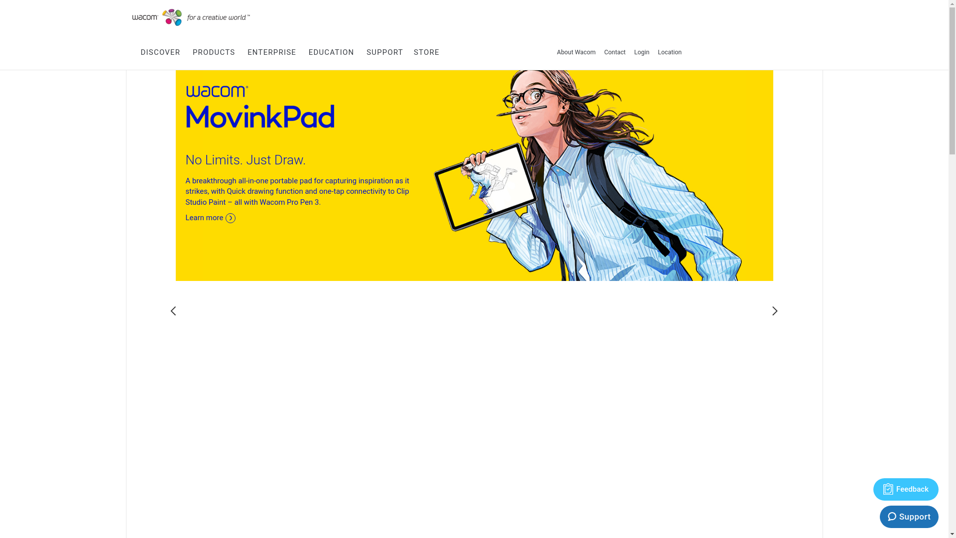 website screenshot of https://wacom.com