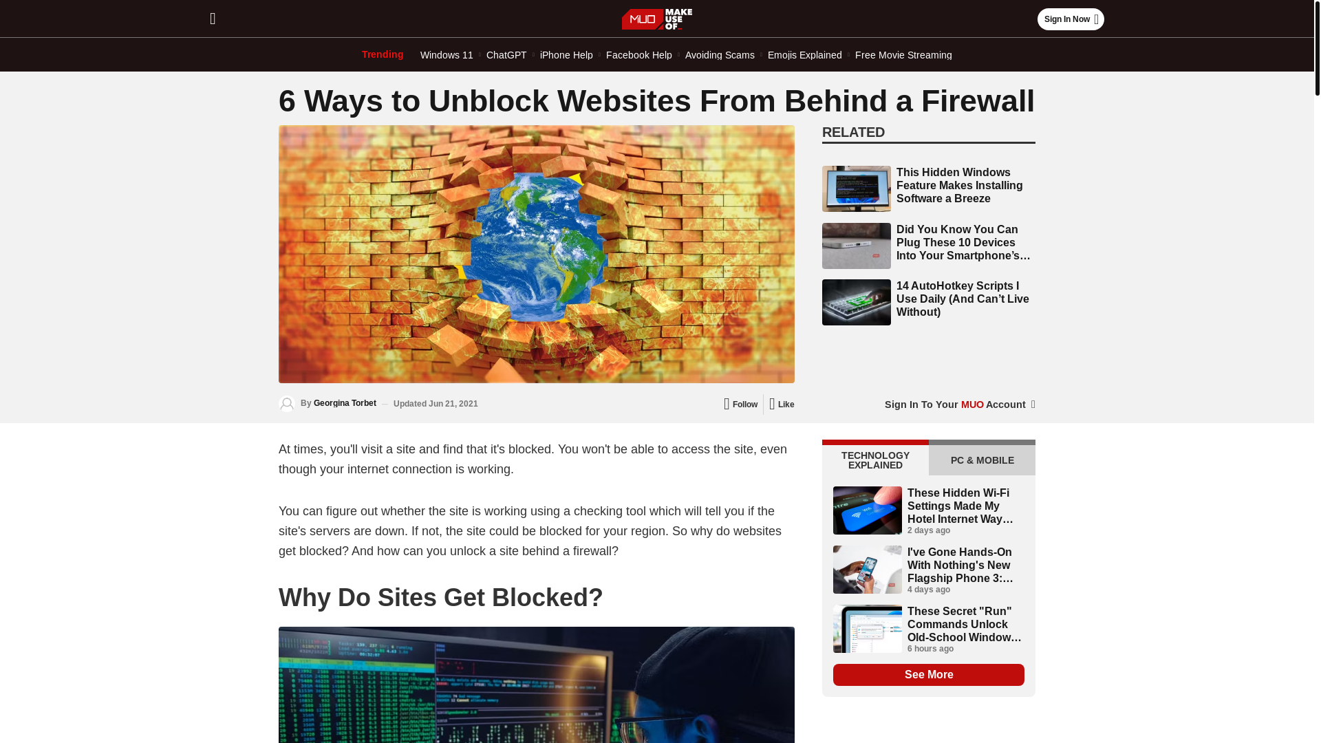 website screenshot of https://www.makeuseof.com/tag/6-tips-on-how-to-unblock-a-webpage-from-behind-a-firewall/